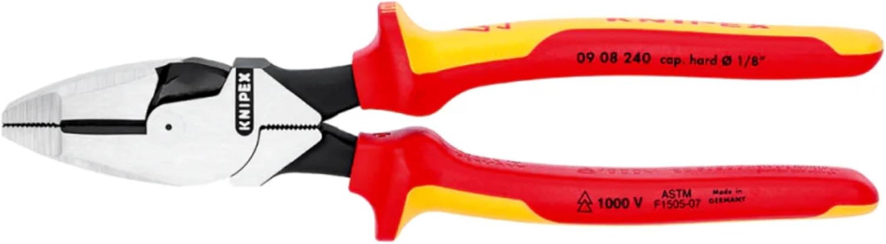 Knipex 09 08 240 US 9.5-Inch Insulated Ultra-High Leverage Lineman'S Pliers image number 1