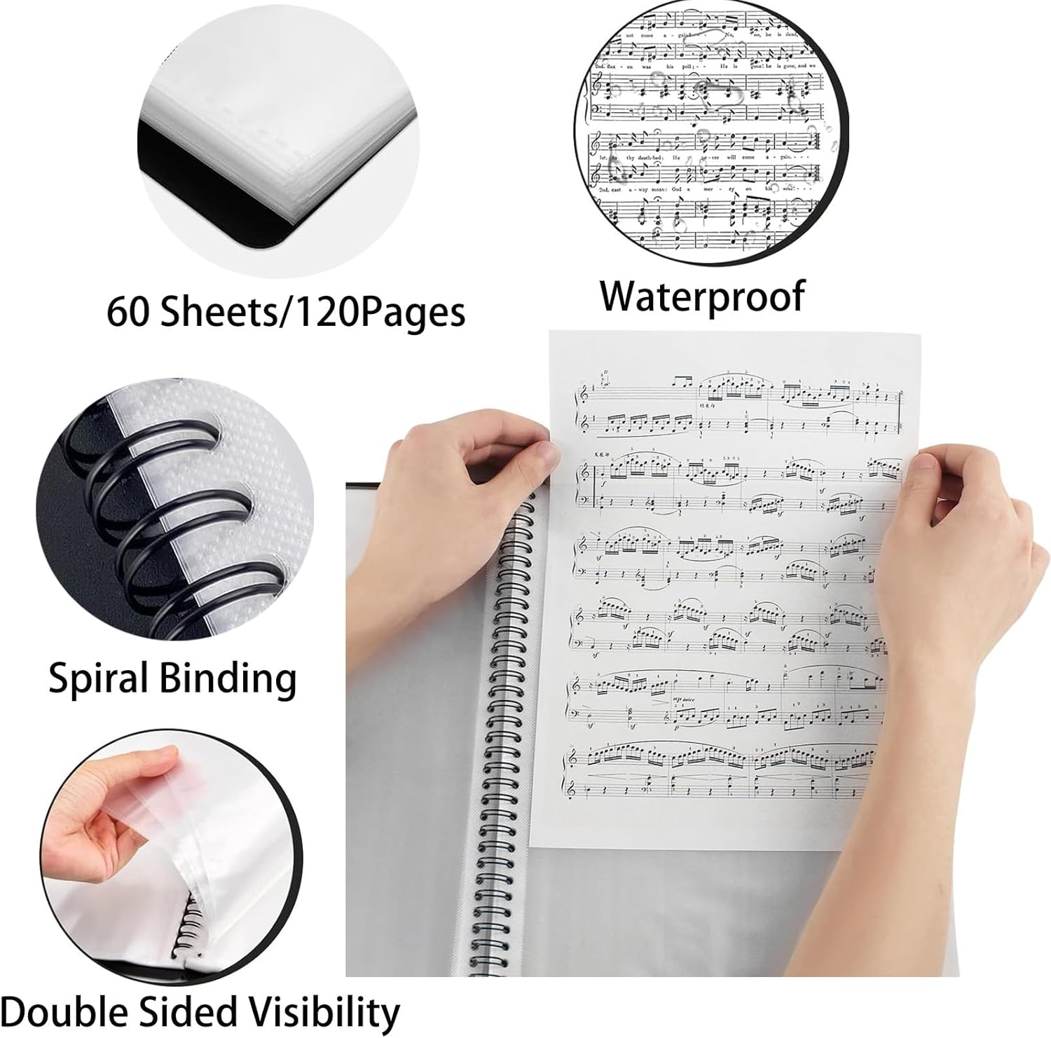 2Pcs Portfolio Binder with Plastic Sleeves, 60 Pockets Presentation Book Display 120 Pages File Folder for Artwork, Sheet Music, Document, Diamond Painting image number 1