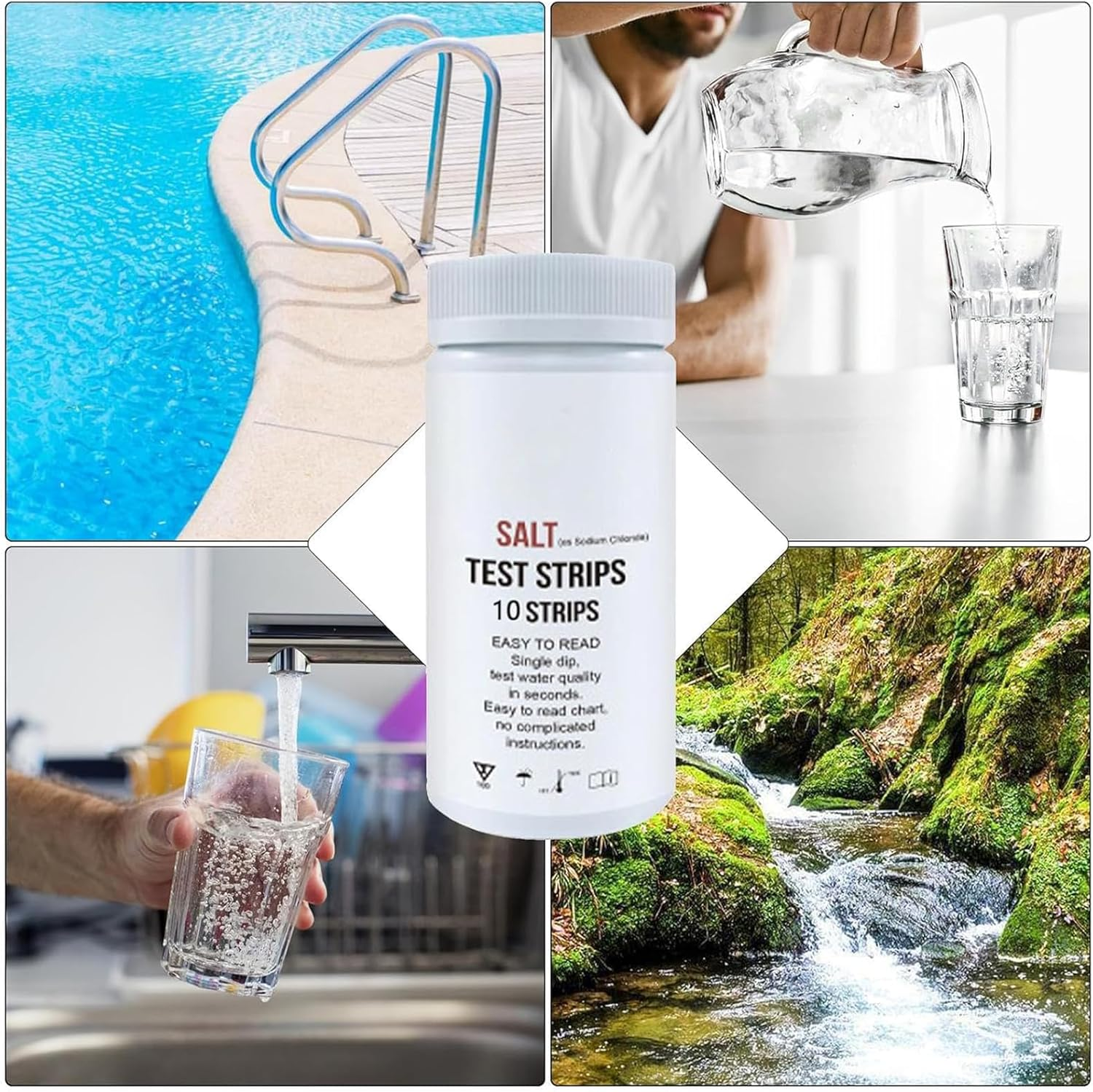 Yeanifeana 10 Count Salt Test Strips for Pool & Spa, Fast & Accurate Salinity Tester for Swimming Pools, Hot Tubs, Water Testing Kit for Saltwater Detection image number 3