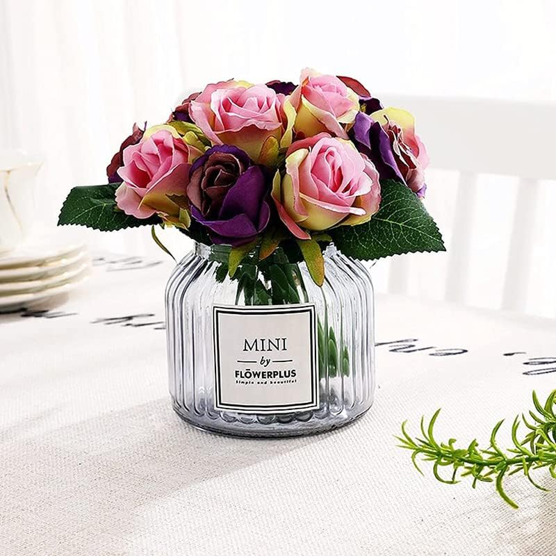 12 Heads Silk Rose Artificial Flowers Fake Bouquet Buch Home Wedding Party Decor, Real-Touch Fabric and Plastic, 25Cm Length - Modena image number 5