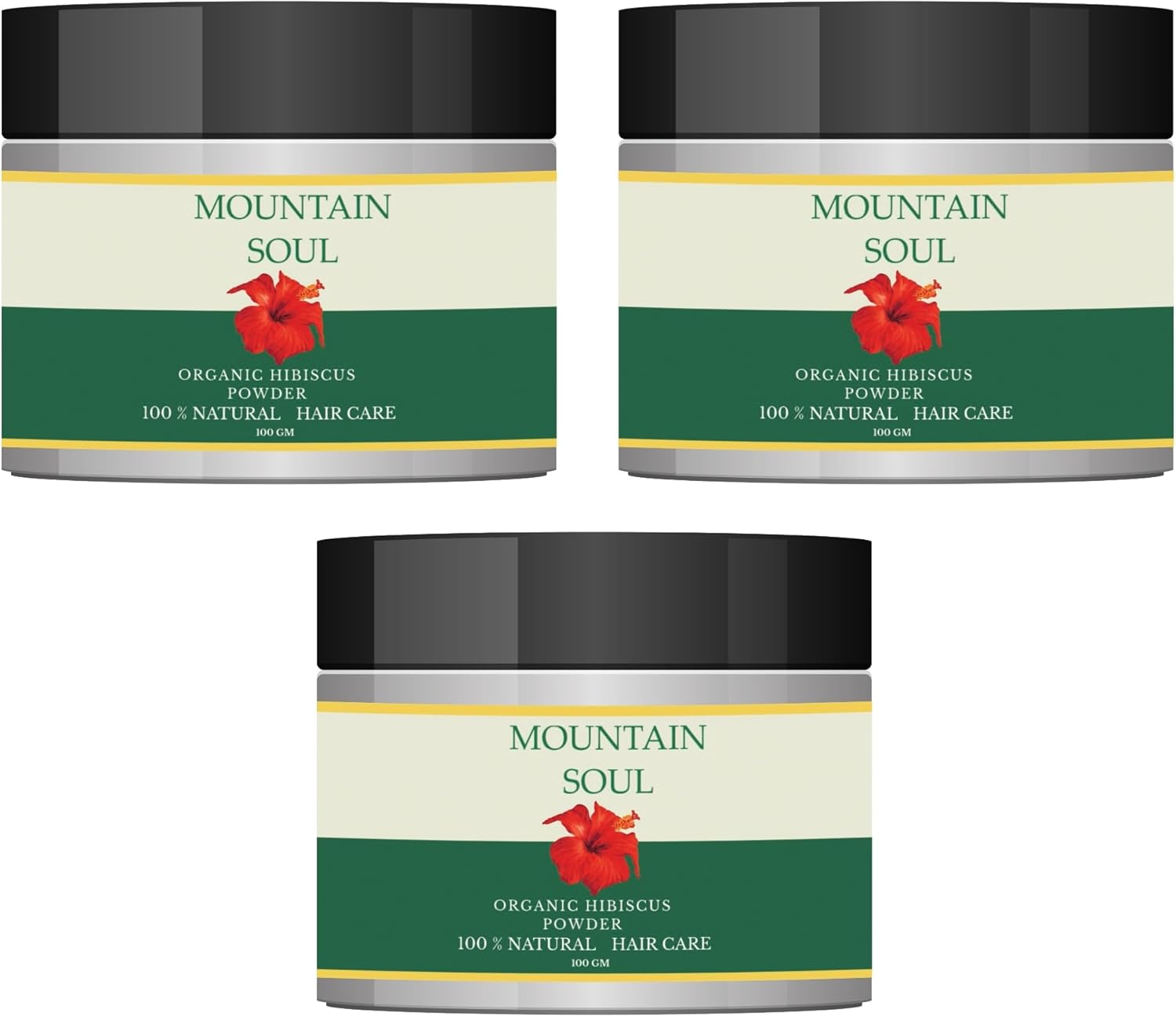 Mountain Soul Organic Hibiscus Flower Powder for Face Pack and Hair Mask, Face Mask & Natural Hibiscus 100GM Pack of 3