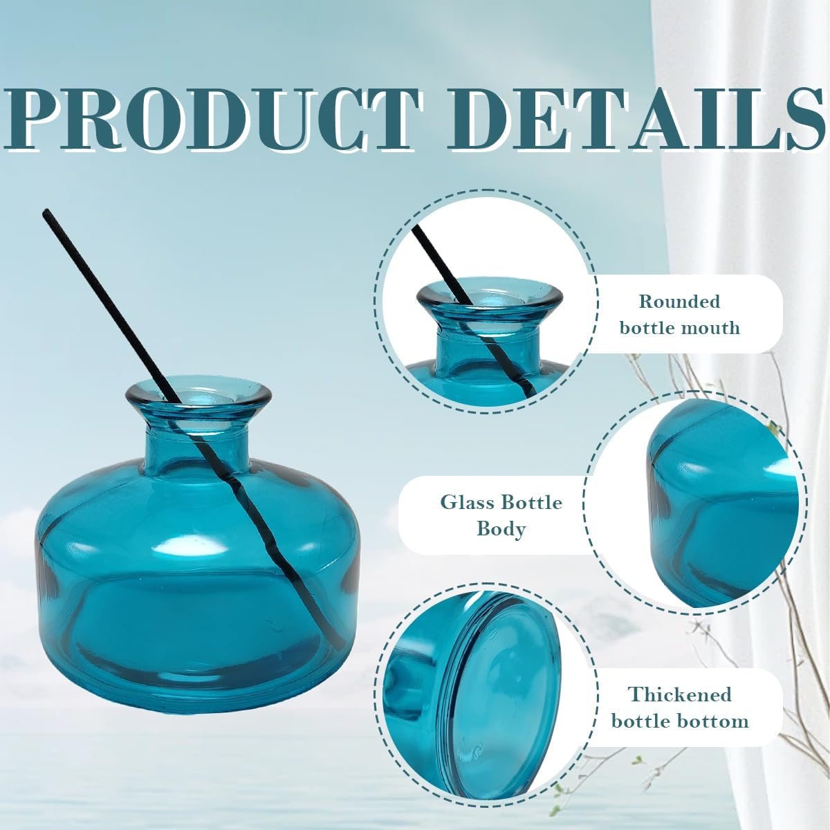 Vipolish 1PC 200Ml/6.7Oz Empty Glass Diffuser Bottles Aromatherapy Jars Containers Storage Bottle Vase Desktop Fragrance Bottle Ornament Accessories for Placing Essential Oil image number 2