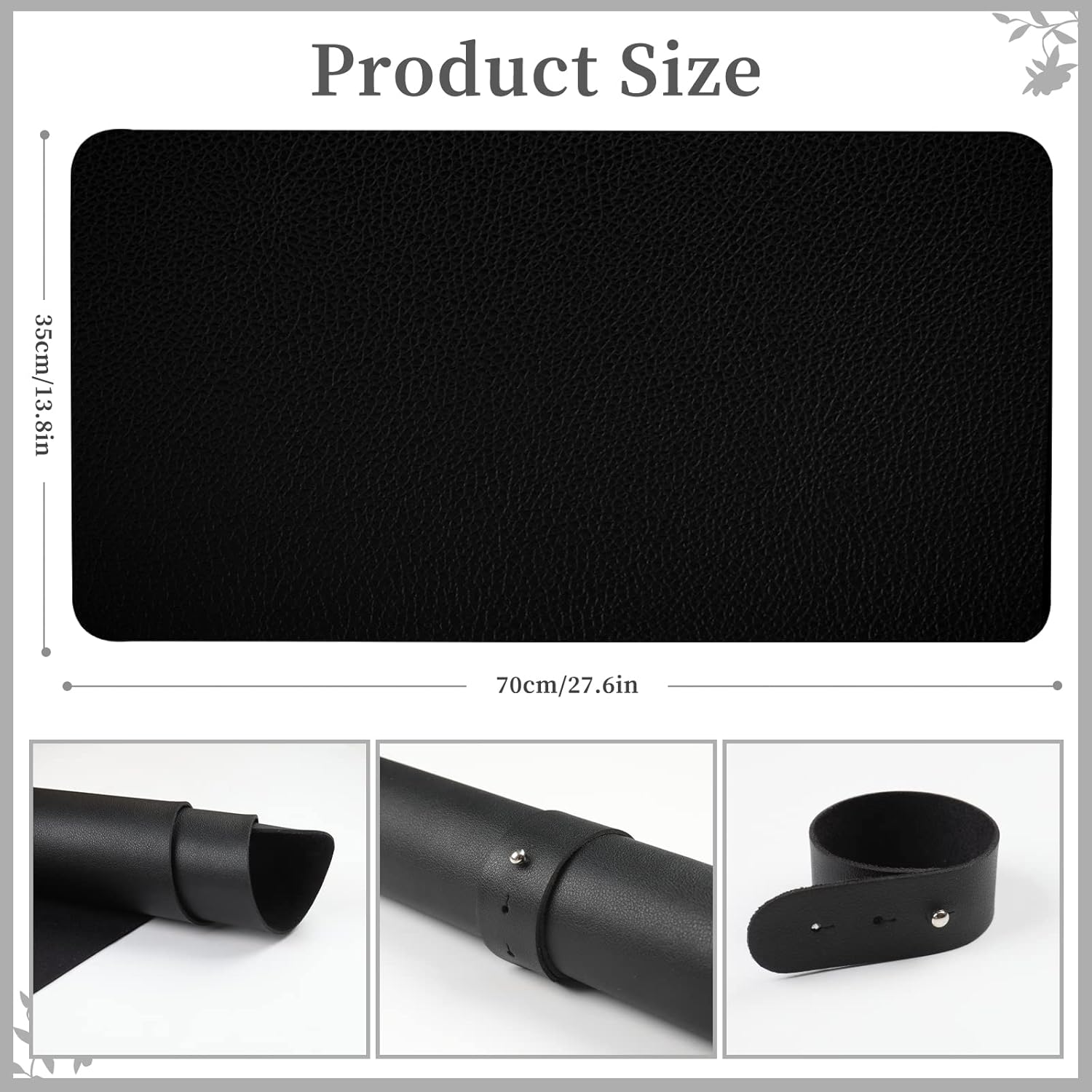 Black Nail Art Table Mat, Foldable Nail Hand Rest Mat for Nail Arm Rest Cushion, Soft Microfiber PU Leather Nail Arm Rest Pillow Manicure Pad Nail Table Desk Mat for Nail Technician Manicure(Mat ONLY) image number 1
