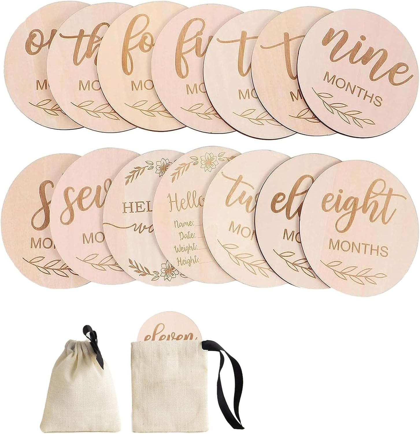 REGODI 14Pcs Baby Milestone Cards & Announcement Sign, Newborn Growth Photography Props, Monthly Baby Photo Gift Sets for Boys and Girls, Baby Photography Accessories image number 3