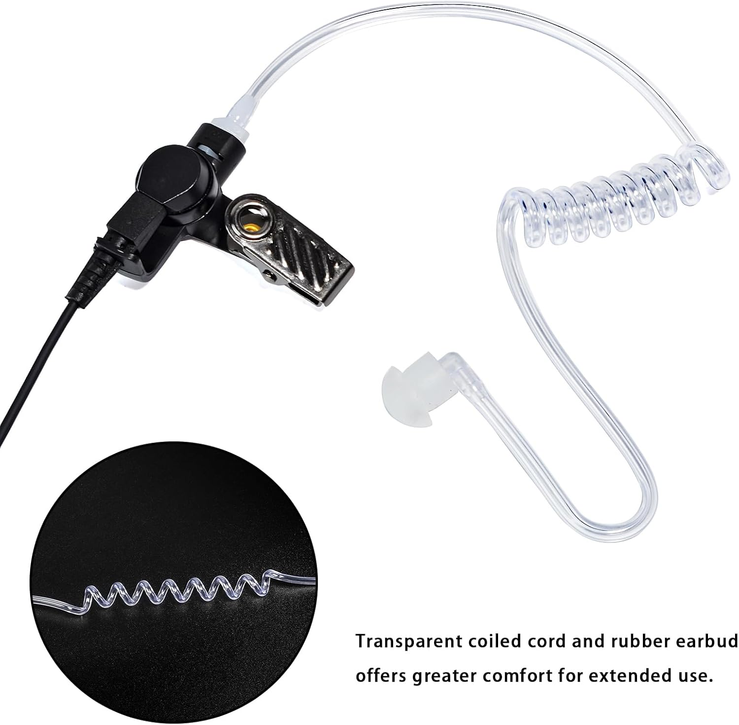 3.5Mm 1 Pin Listen Only Surveillance Covert Acoustic Air Tube Earpiece Police Radio Headset + Medium Repalcement Earmolds for Motorola Radio Speaker Mics image number 5