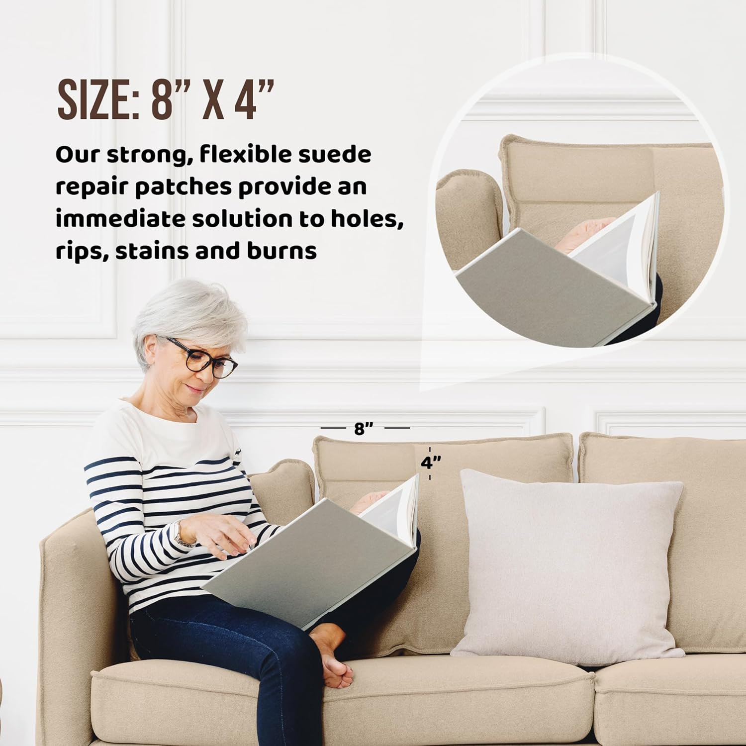 Brown Mastaplasta Self-Adhesive Premium Suede Repair Patches. Choose Size/Design. First-Aid for Sofas, Car Seats, Handbags, Jackets image number 4