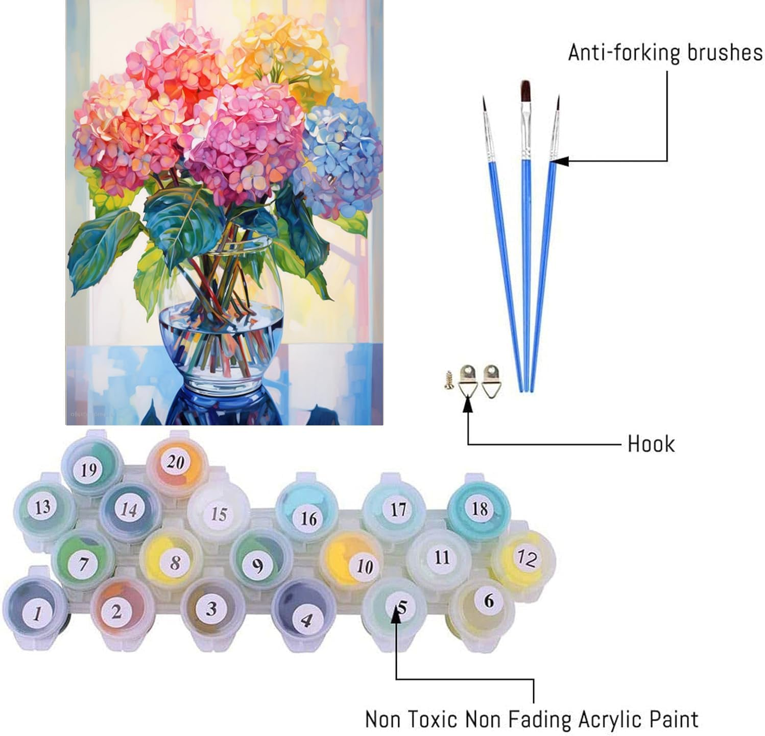 Paint by Bumbers for Adults, Beautiful Flower DIY Paint by Numbers Acrylic Paint Canvas Colorful Flowers Painting Kits Art 16X20 Inch image number 4