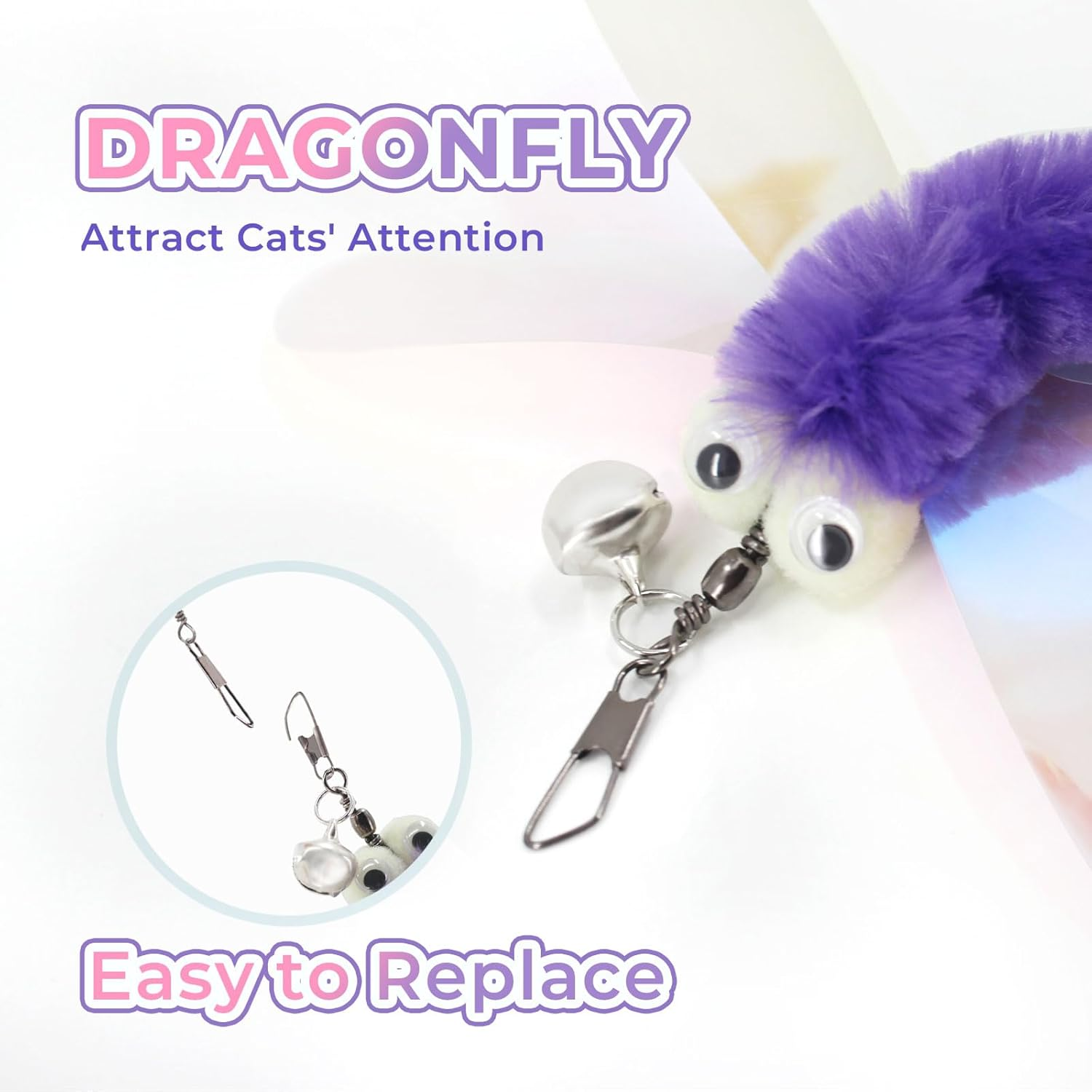 SONGWAY Cat Toy Wand Replacement - 6 Dragonflie Cat Toys, Cat Feather Toy Refills, Cat Teaser Wand Attachments, Interactive Cat Toys for Indoor Cats image number 2