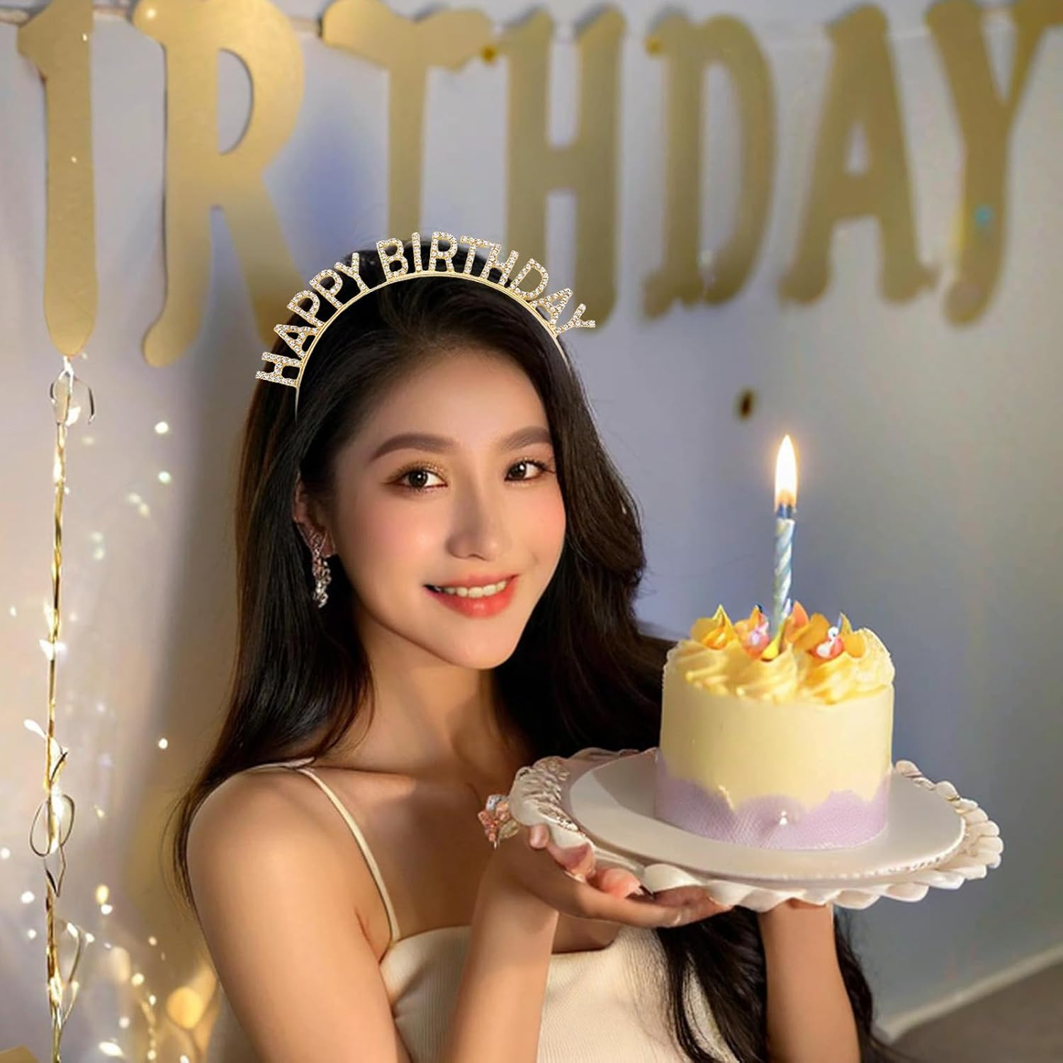 Happy Birthday Diamond Headband and Sash Women Princess Tiara Birthday Hat Birthday Headband for Parties Favors Birthday Decorations image number 2