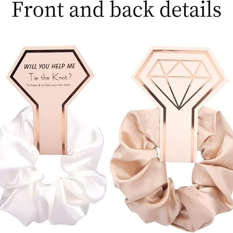 SHUNYUNG Satin Bridesmaid Scrunchies, 5Pcs (88 Count), Silk and Satin, All Hair Types