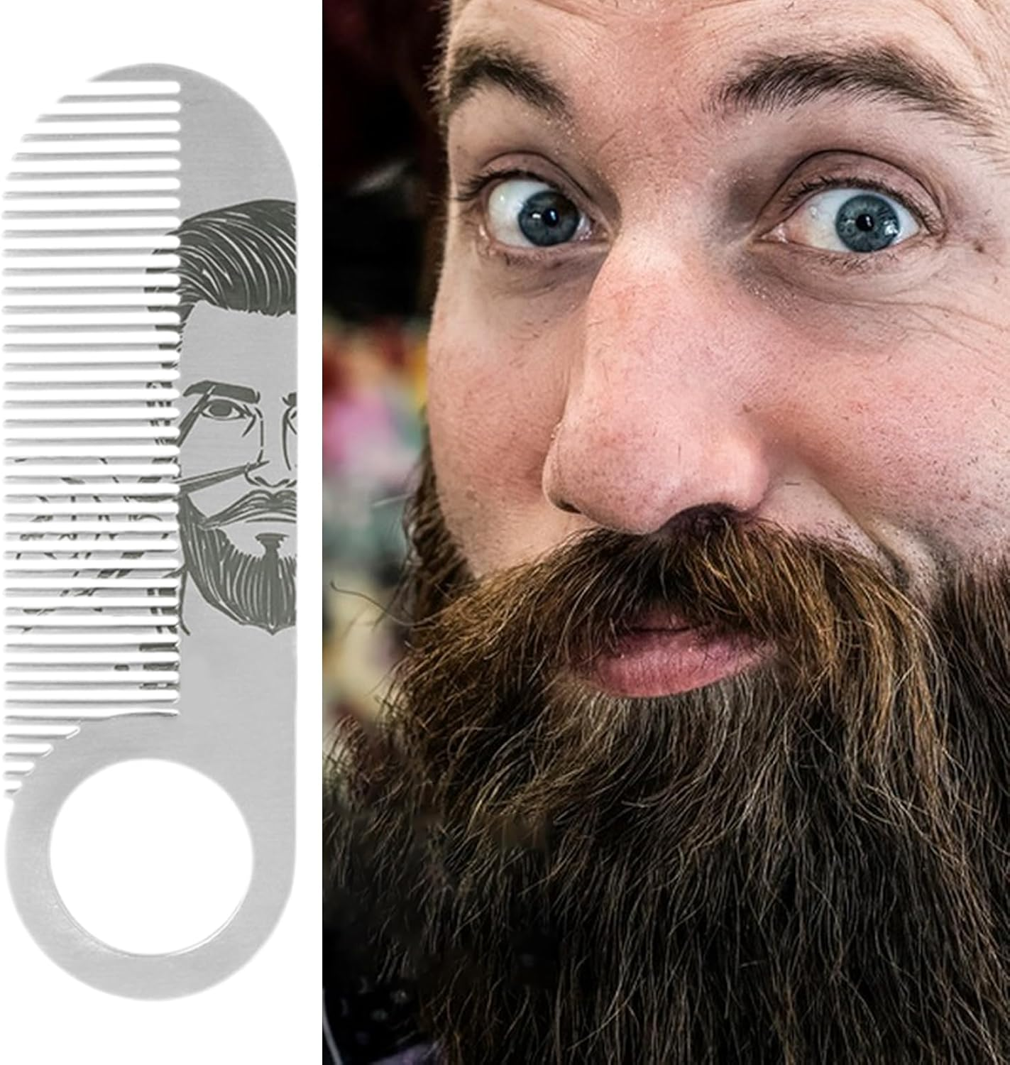 Small Beard Comb | Fine Tooth Mustache Brush | Ergonomic Hair Detailing Brush, Portable Men Accessories Styling Tools for Travel Home Outdoor - Silver image number 6