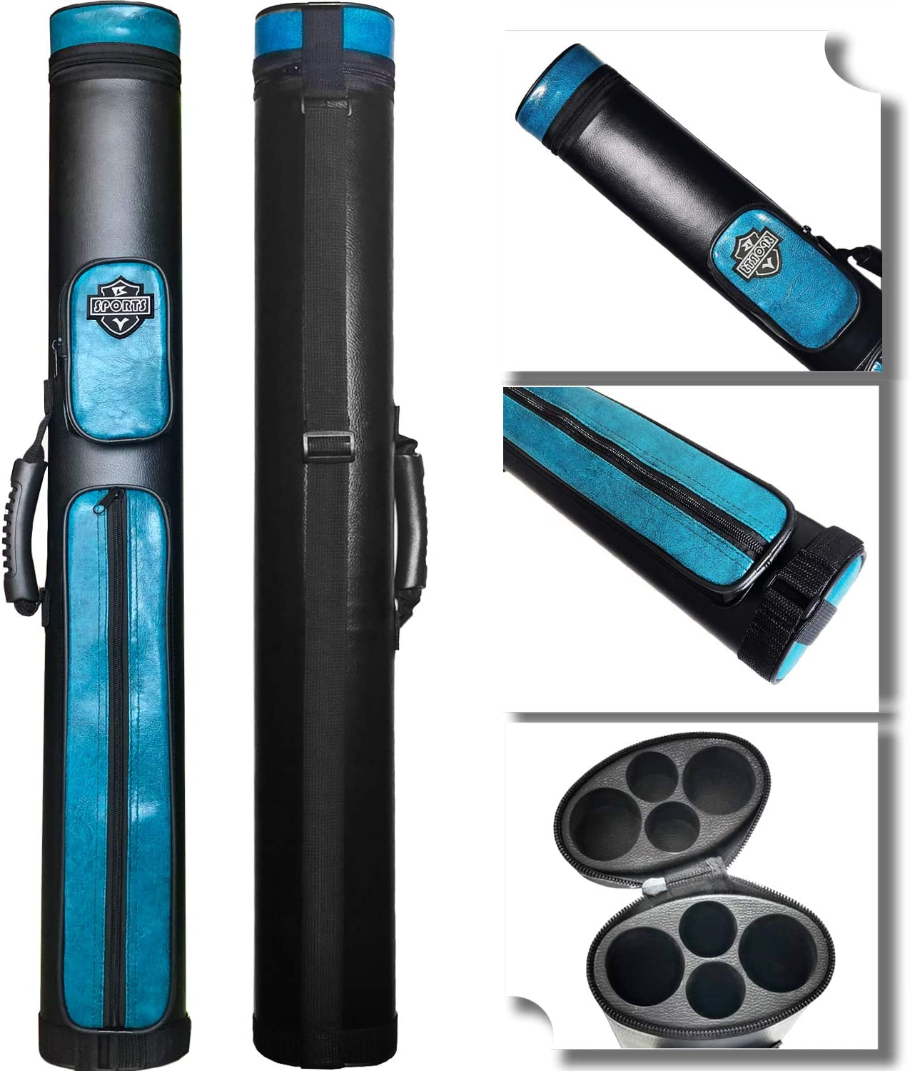 BY SPORTS 2X2 Hard Cue Case Square Pool Cue Billiard Stick Carrying Case