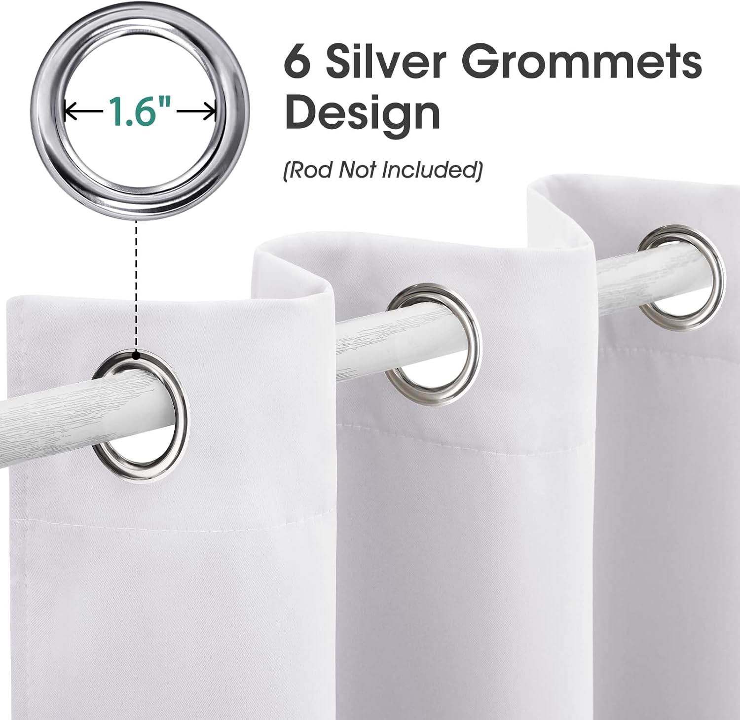 HOMEIDEAS Greyish White Doorway Curtains Privacy, Grommet Closet Curtain for Bedroom, 80 Inches Length Solid Blackout Door Cover Curtains, Tie Back Insulated Window Curtain Drape, 1 Panel image number 3