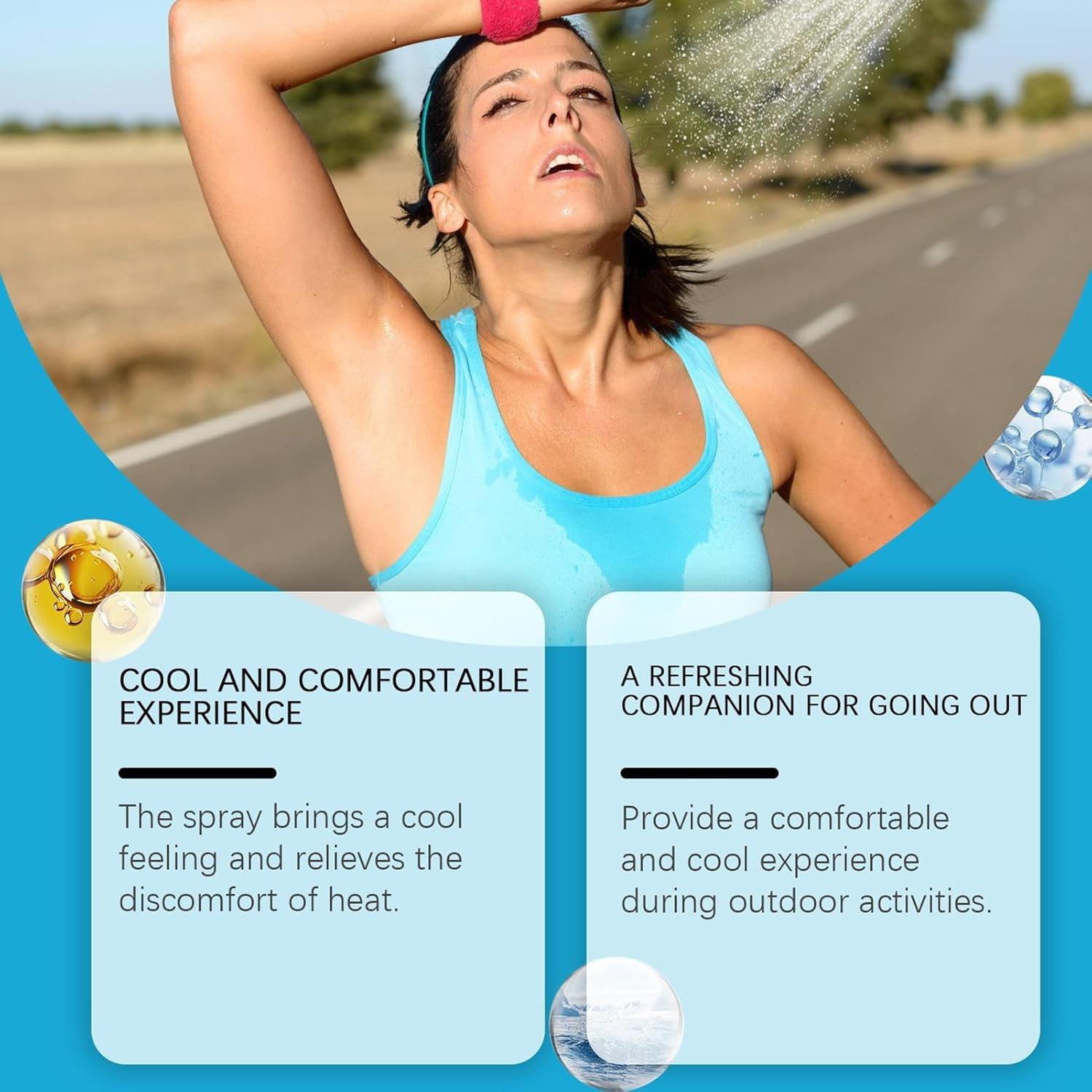 Cooling Spray for Hot Weather | Clothing Cooling Spray Body Mist - 50Ml Refreshing Liquid Soothing Solution for Men Women Adults Teens Athletes Yoga Beach Vacation Running image number 1