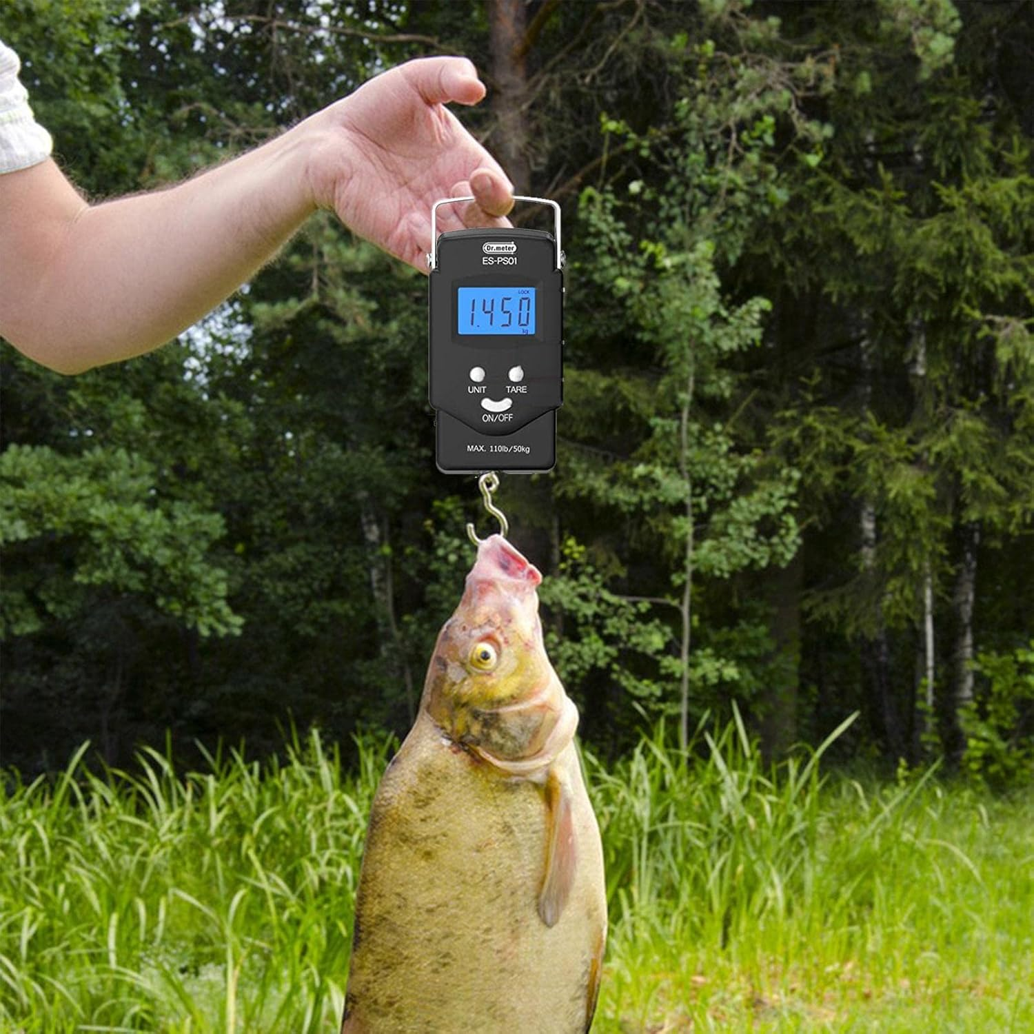 Hook Scale | Electronic Hook Scale LCD Display 110Lb/50Kg, Crane Scale Handheld Hanging Scale with Hooks for Farm Hunting Fishing Outdoor image number 2