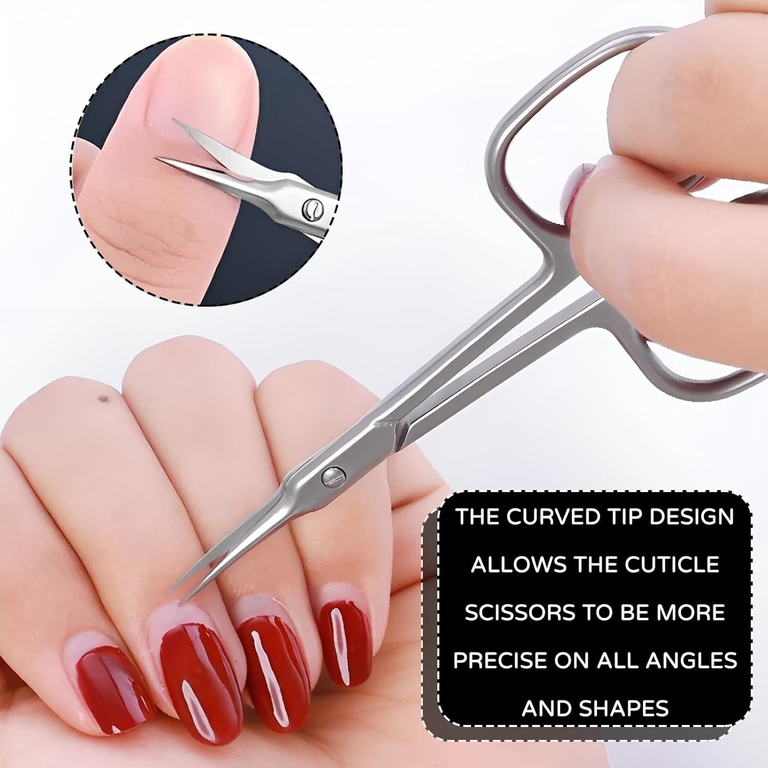 Cuticle Scissors, Extra Fine, Cuticle Scissors, Cuticle Cutter, Professional Cuticle Scissors with Curved Tip for Precise Shortening, Removal of Cuticles, Eyebrows and Eyelashes image number 2
