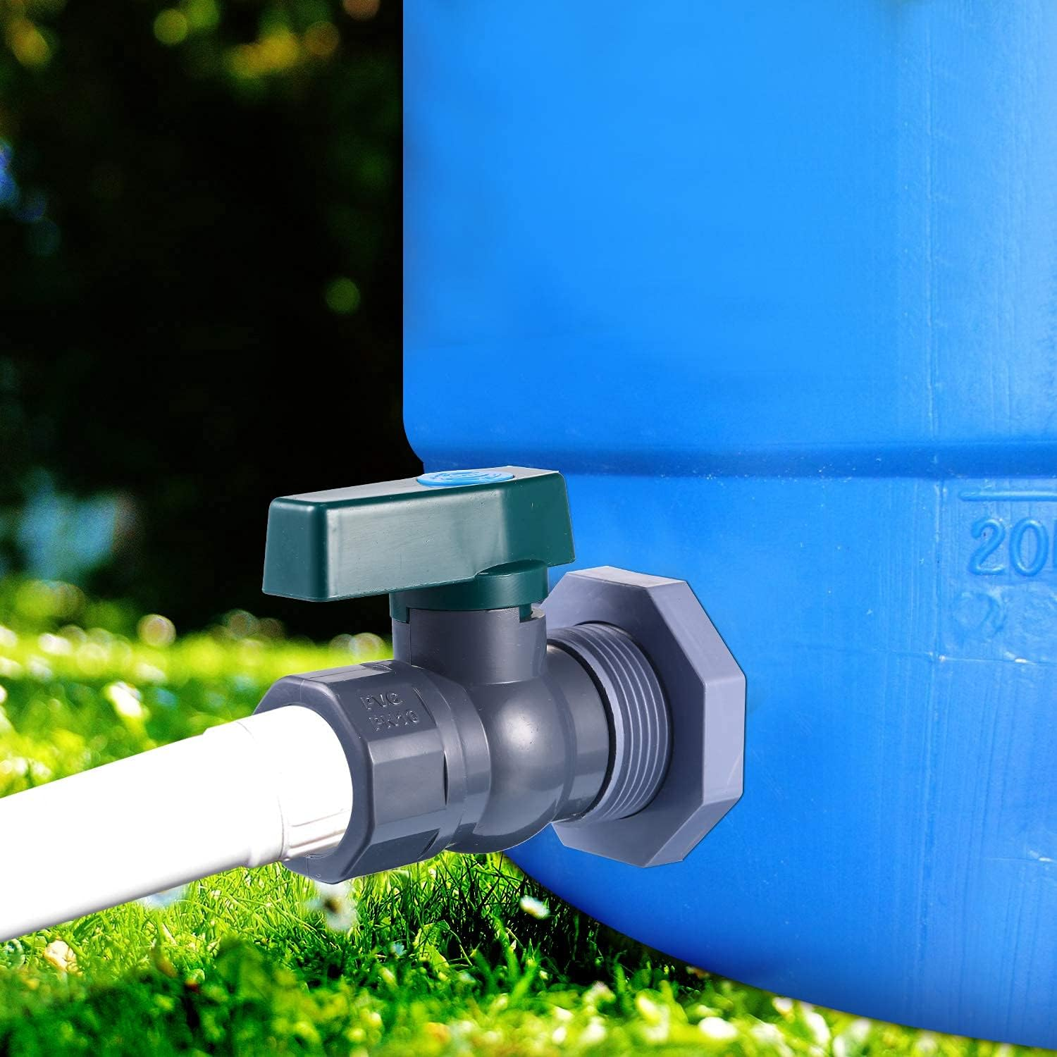 REGNHLIF PVC Rain Barrel Diverter Kit, 3/4 Inch Rain Barrel Valve, Rain Barrel Spigot Kit with Bulkhead Fitting Adapter for Water Tanks, Aquariums, Tubs, Pools image number 3