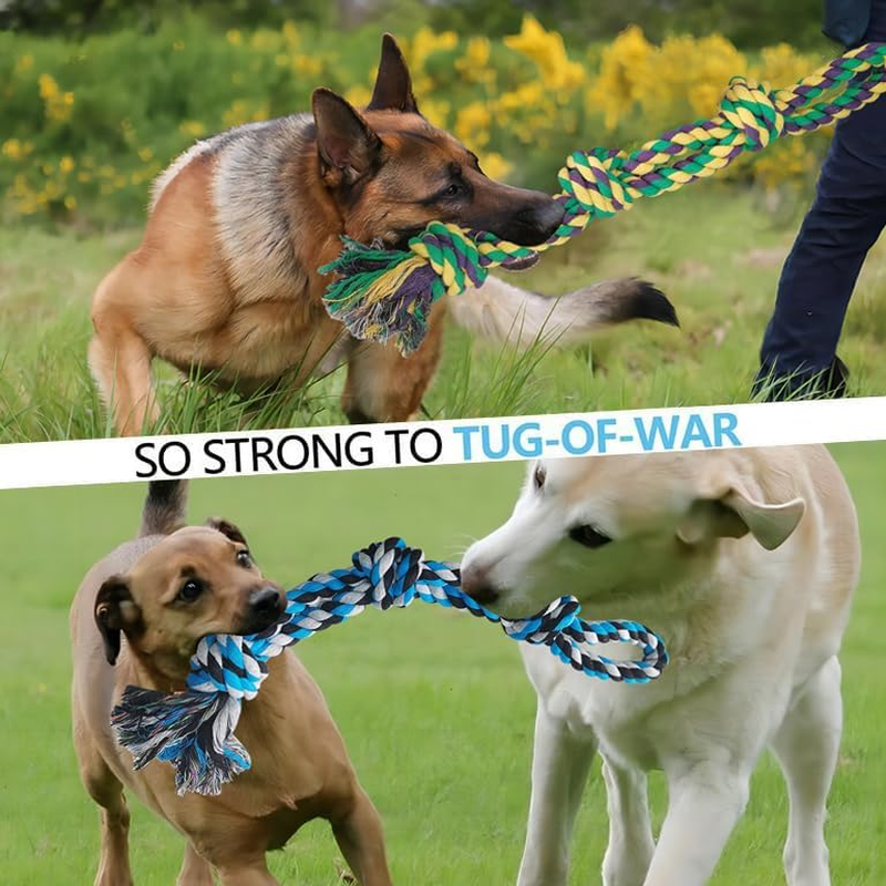 TUAHOO 2 Pack Dog Rope Toy for Large Breed Aggressive Chewers, Nearly Indestructible Dog Toys for Tug of War, Interactive Toy for Boredom, 100% Cotton Chew Teeth Cleaning (55Cm, 390G/Each) image number 4