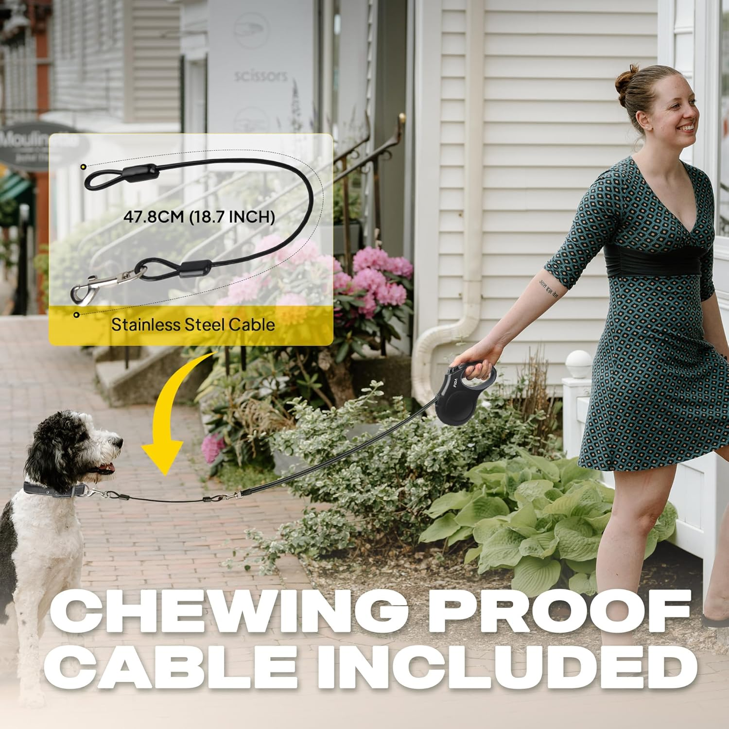 Fida Retractable Dog Leash, 16 Ft Dog Walking Leash for Small Dogs up to 26 Lbs, 360&deg; Tangle Free, Black image number 3