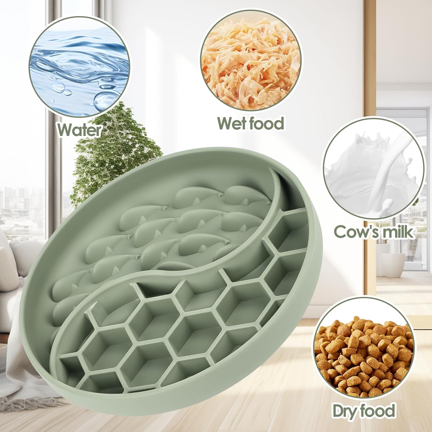Anti-Sling Bowl for Dogs and Cats, Slow Feeder Cat Wet Food, Slow Feeding Cat Bowl, 20 Cm Lick Mat for Dogs with Large Suction Cups for Cats and Small Dogs image number 3