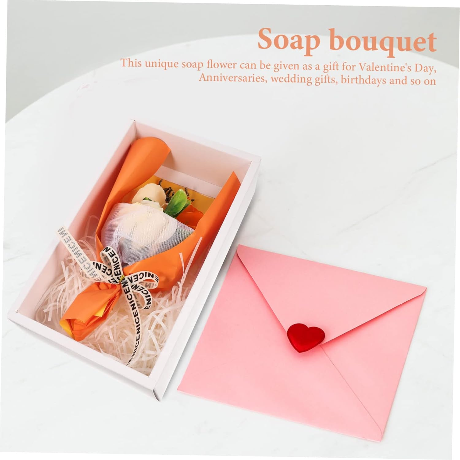 CANIGHT 1 Set Rose Bouquet Box Garland Glitter Rose Bouquet Happy Valentines Day Balloon Room Valentines Bouquet Red Carpet Party Decorations Artificial Wisteria LED Rose Cloth Orange image number 1