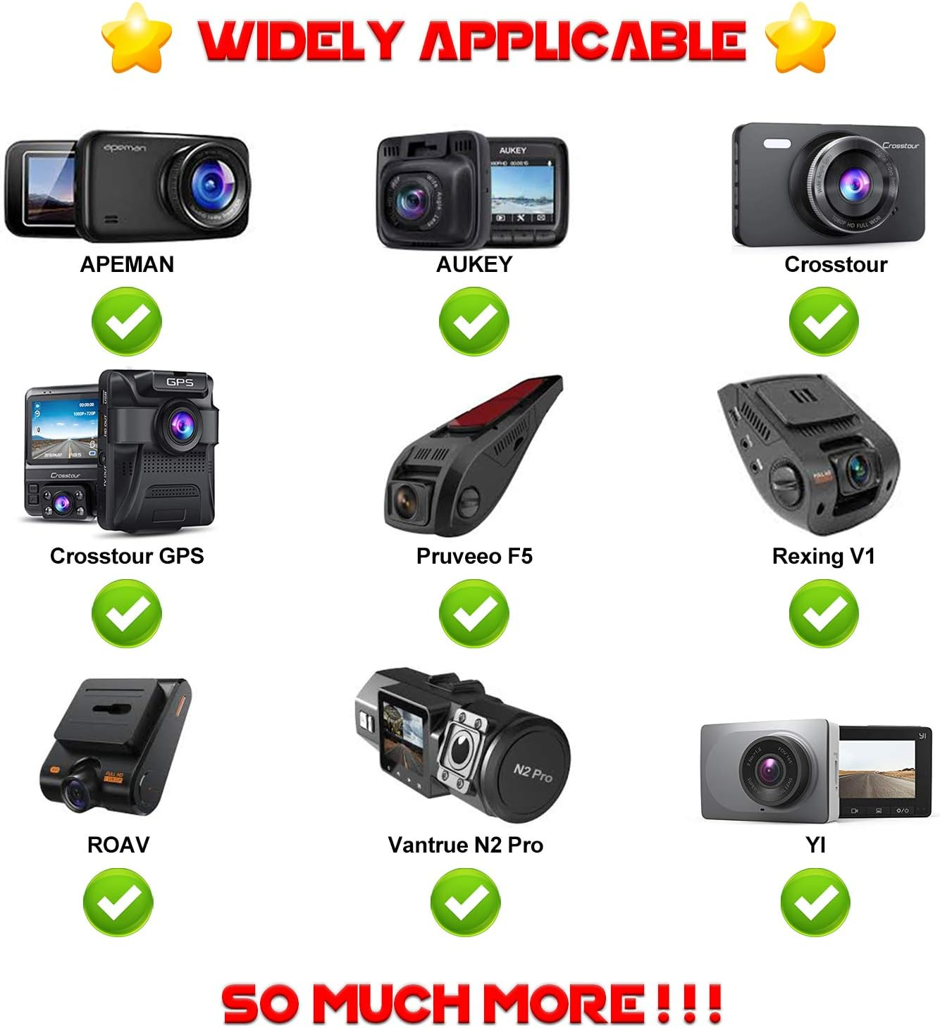 Universal Dash Cam Mount Rear View Mirror Holder with 16 Different Joints Compatible with APEMAN, Falcon F170, Old Shark, Peztio, Rexing V1P, Roav, UGSHDI, Z-Edge and Most Car Dash Camera image number 2