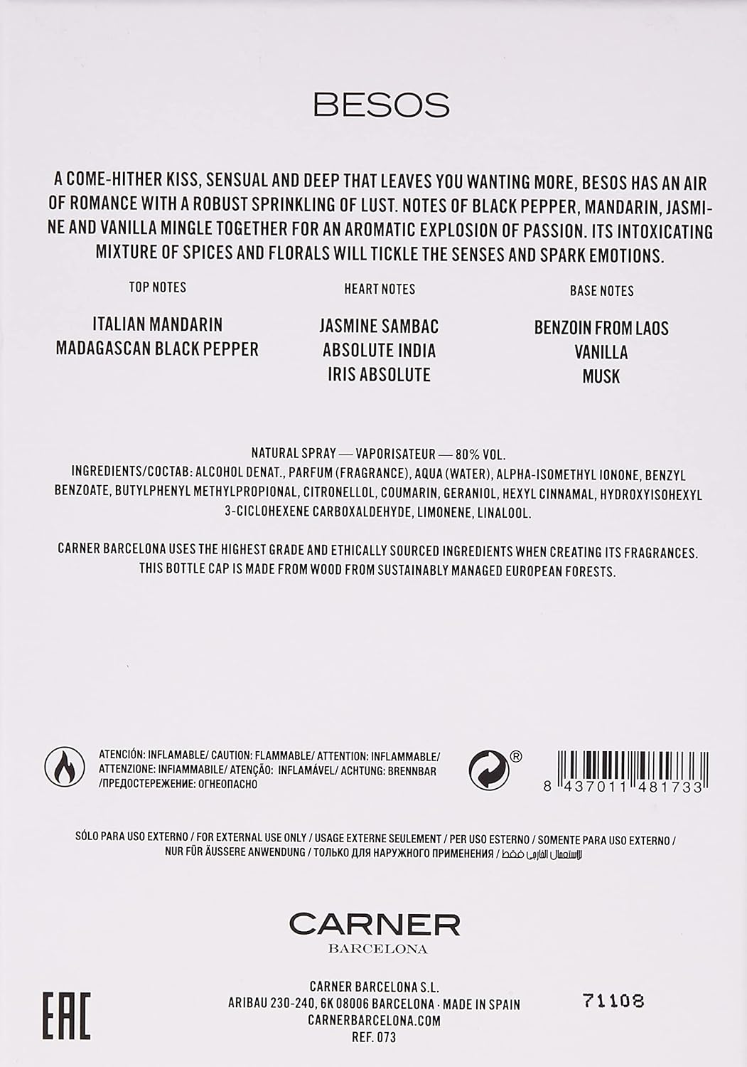 Carner Barcelona Besos by EDP Spray 3.4 Oz - (W), 100 Ml image number 1