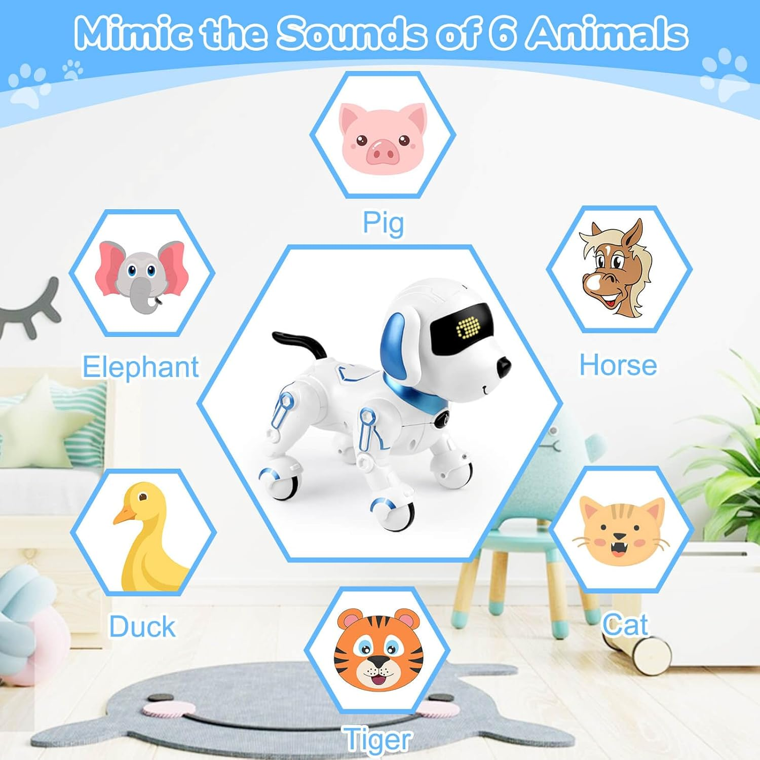 Robot Dog Toys for Kids 8 9 10 11 12, Remote Control Dogs, Robot Dog for Kids 8-12, Pet Robotic, Electric Dog Toy, Robotic Dogs, Toys for 5 6 7 8 9 10 11 12 Years Old Boys Girls, Blue, Y878 image number 4