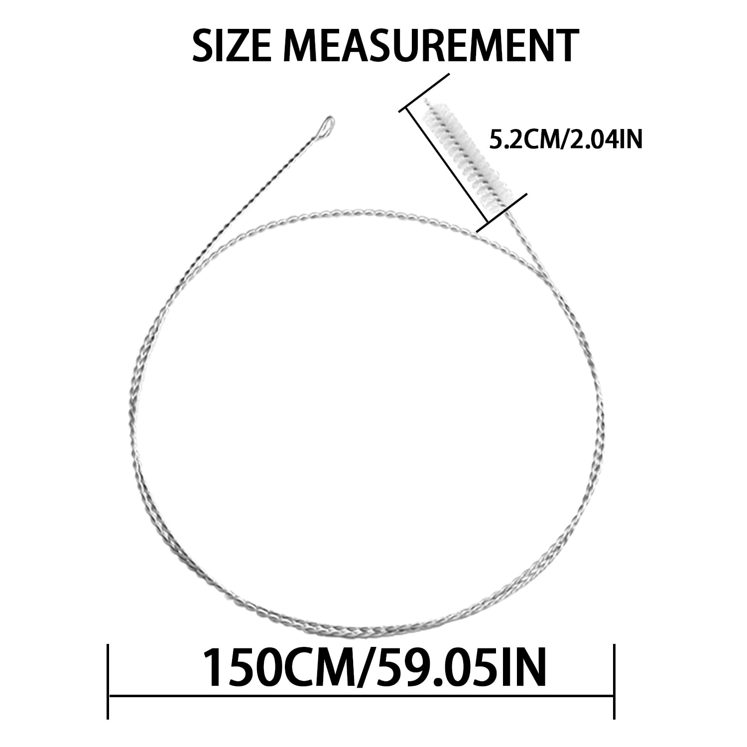 TORMEN 59Inch 304 Stainless Steel Long Brush, 1.5M Portable Tube Nylon Straw Brush for Mask and Pipe(White