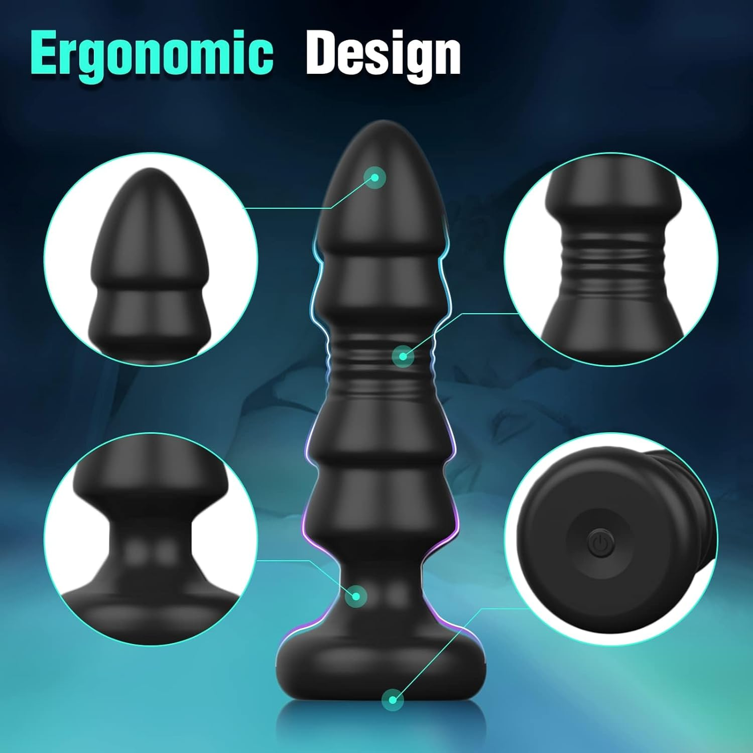 2 in 1 Thrusting Male Vibrator Sex Toy, Remote Control Vibrating Adult Anal Sex Toys Butt Plug, Anal Beads with 5 Vibrating & Thrusting Dildo Prostate Massager for Men Women and Couples image number 6