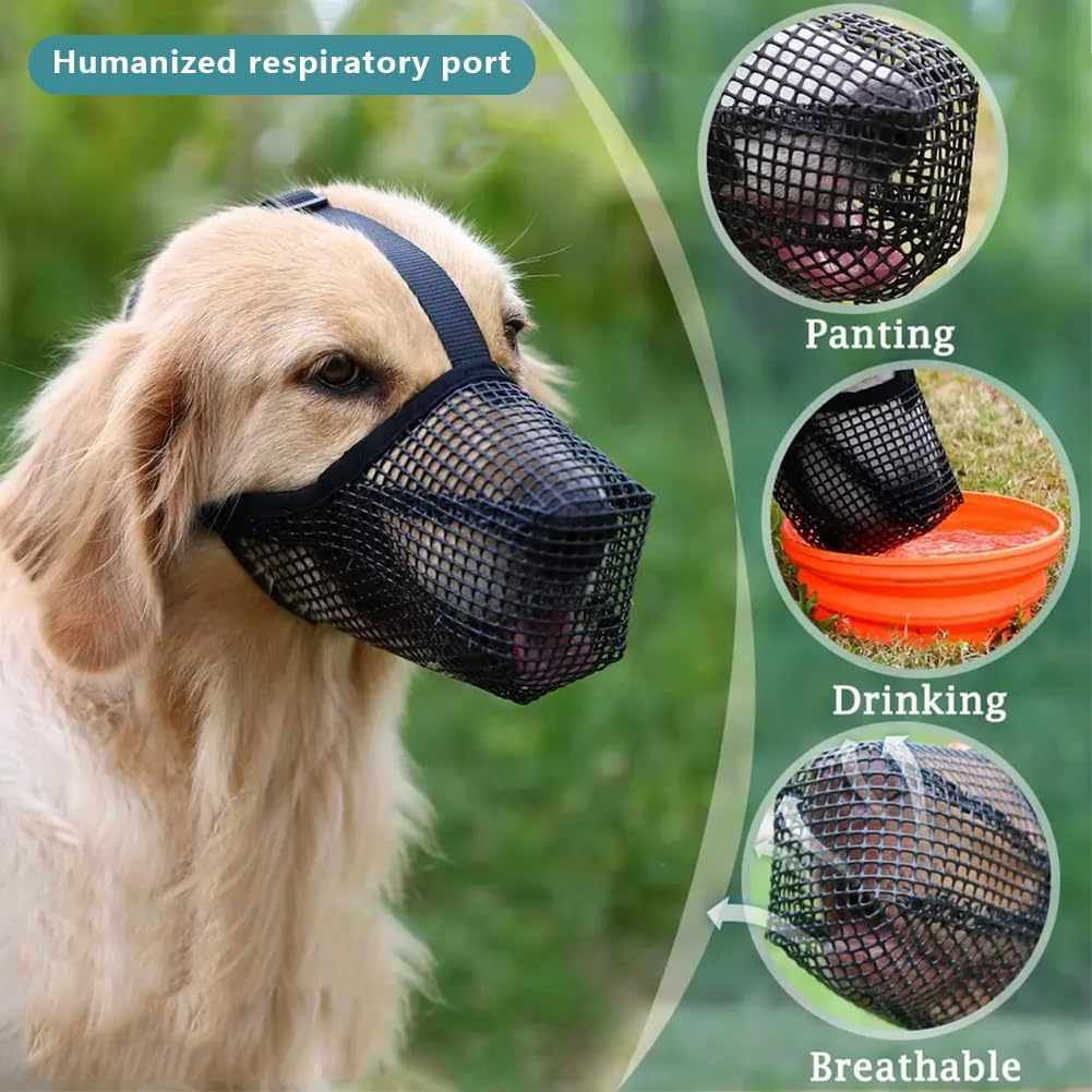 Muzzle for Dogs, Adjustable Puppy Muzzles, Breathable Pet Mask, Dog Training with Adjustable Shoulder Strap and Buckle, Muzzle for Small, Medium, Large Dogs (L)