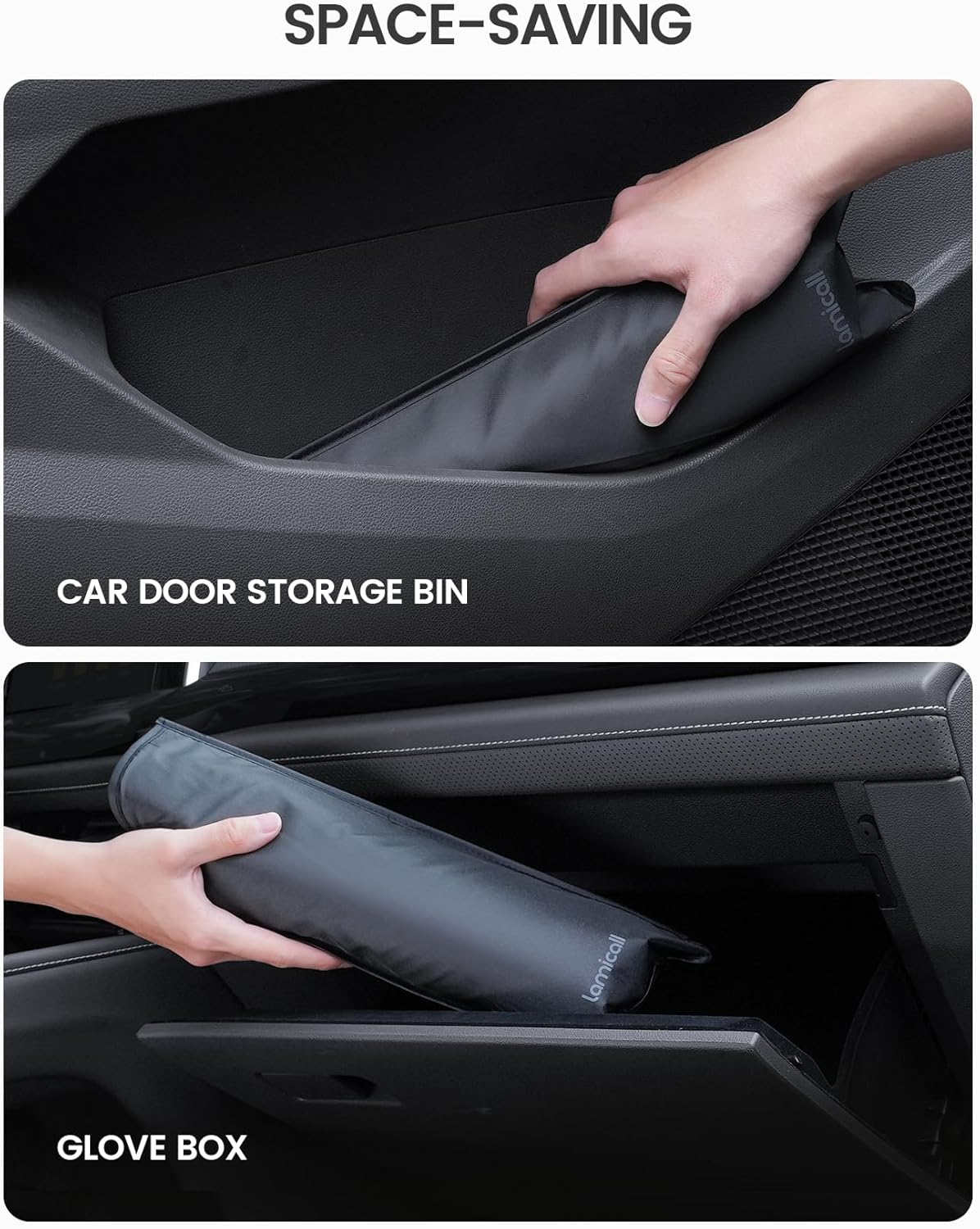 Lamicall Car Windshield Sunshade Umbrella &ndash; 5-Layer UV Block, 10-Rib Fiberglass Frame for Heat Insulation, 145X85Cm Front Window Interior Sun Protection, for Medium Sedan, SUV Windshield image number 5