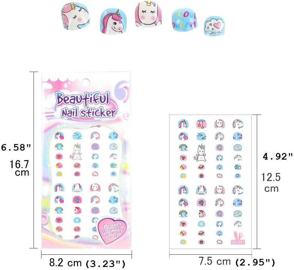 Fanoshon Unicorn 3D Nail Art Stickers Decals Self-Adhesive for Kids Little Girls, 270+ Cute Nail Tip Star Crown Princess Nail Manicure for Fingernails Toenails Birthday Party Supplies Gift Favors image number 5