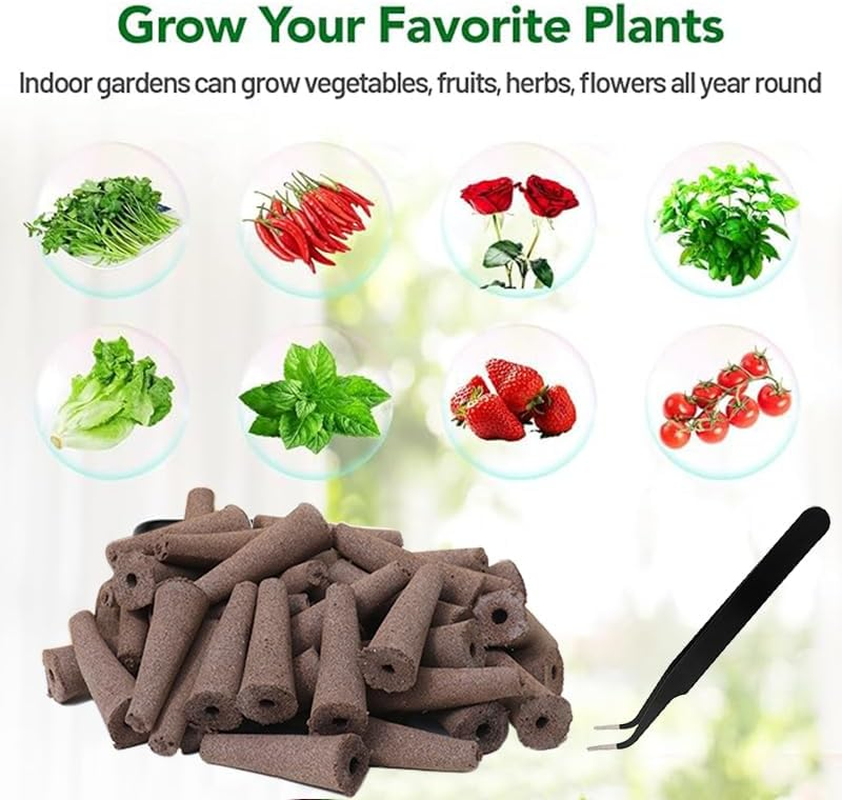Hydroponic Garden Sponges, 50-Pack with Tweezer, Seed Pod Replacements for Aero-Garden