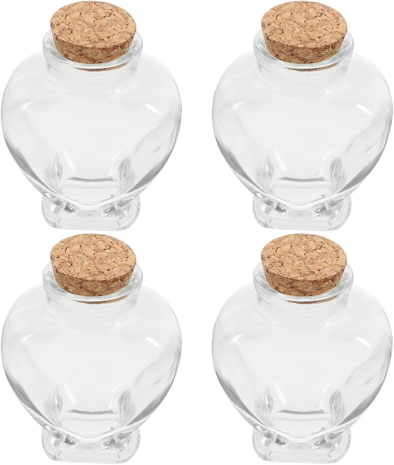 Cabilock 4Pcs Mini Glass Bottle Heart Shaped Glass Wish Bottles with Cork Lids, 5.6Oz Keepsake Jars for Wedding Favours, Honeymoon Sand Memory Jars, Assorted Colors, Ideal for Home Decor And image number 3