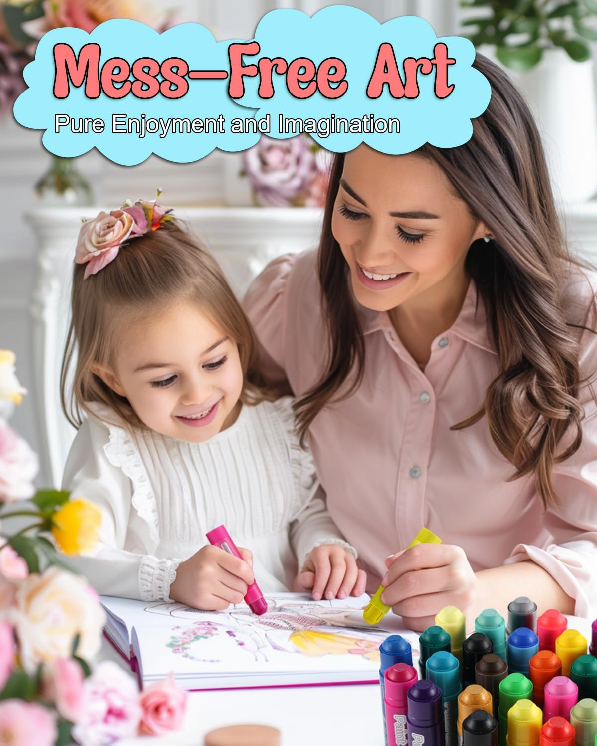 Roizefar Tempera Paint Sticks Kit,12 Colors Paint Sticks, Quick Drying, Safe and Washable Paints Crayons for Kids, Suitable for Paper, Wood, Canvas image number 2