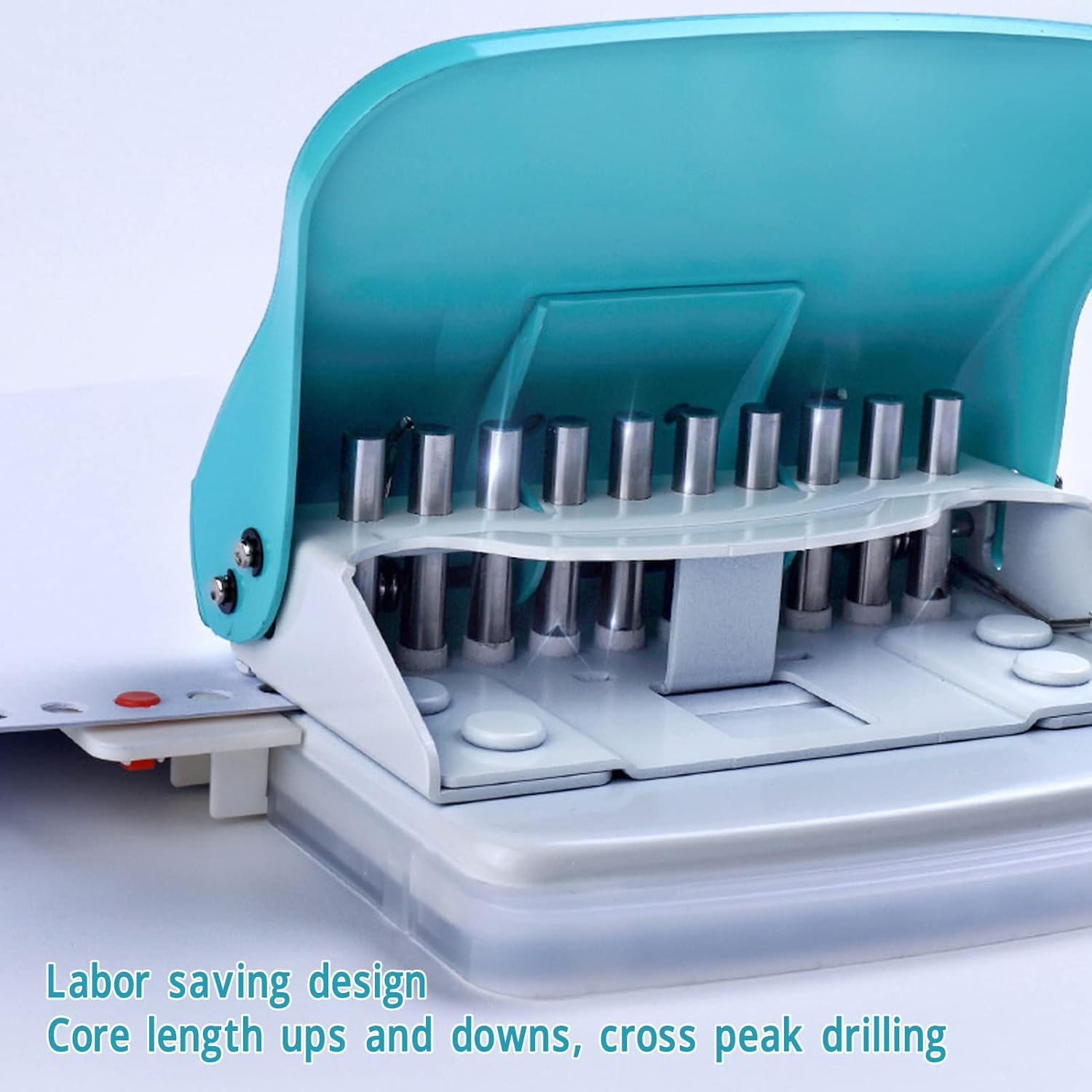 Paper Binding Machine, Handheld Spiral Binder, A4-A7 Compatible, Light Blue image number 5