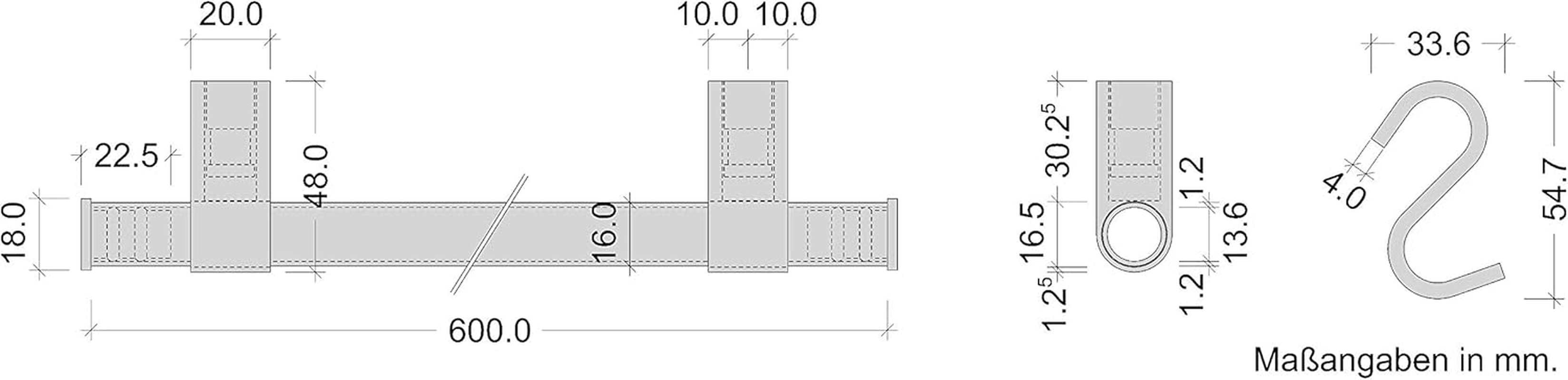 Gedotec Design Kitchen Railing Wall Rail System Stainless Steel Look Railing Set Length: 600 Mm Railing System with 5 S-Hooks with Mounting Material 1 Complete Set Metal Kitchen Rail image number 6