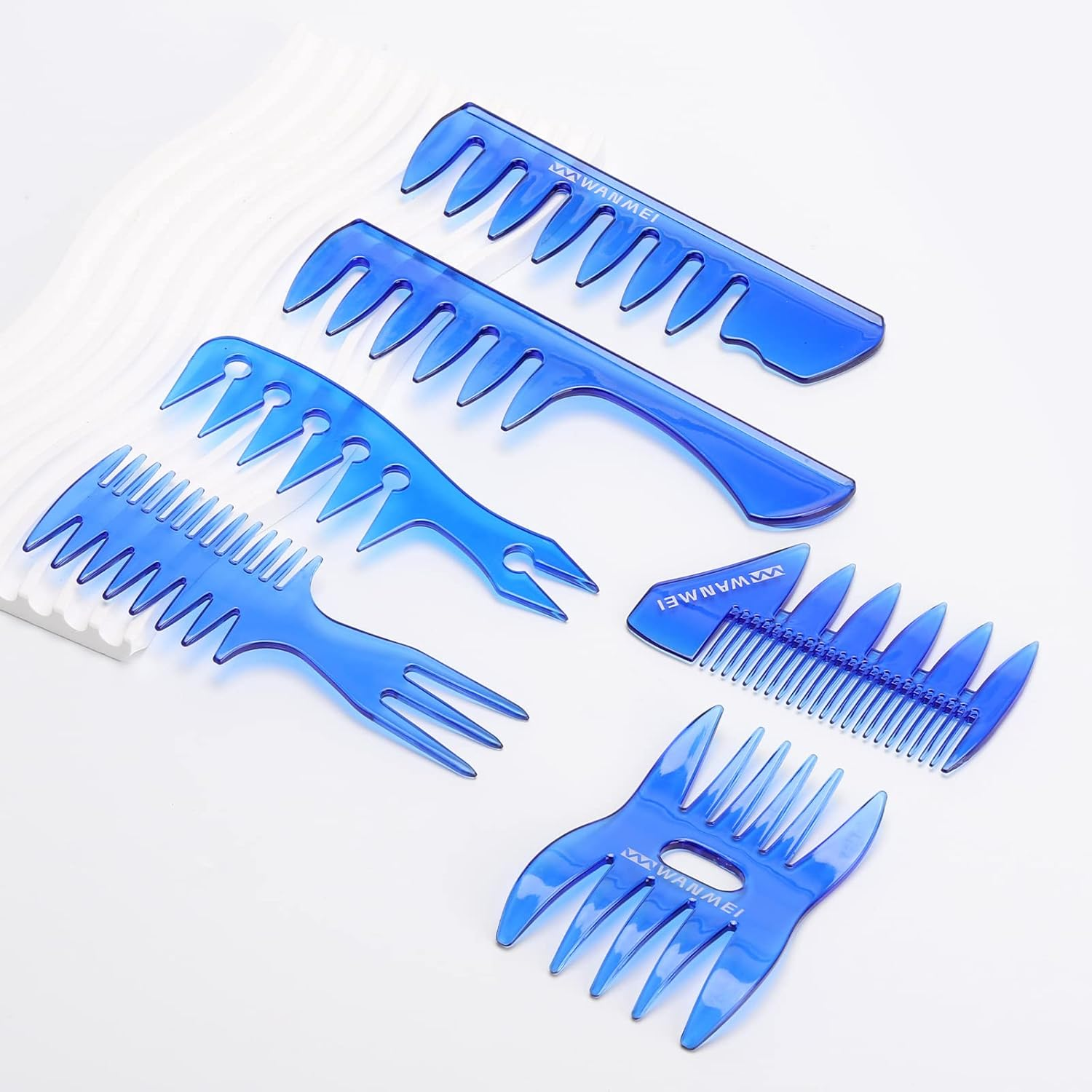 Tbestmax 6 Pcs Hair Comb Styling Set Tail Combs Afro Pick Pik Brushes African American Hair Brush Barber Blue - Amber-2Pcs image number 5