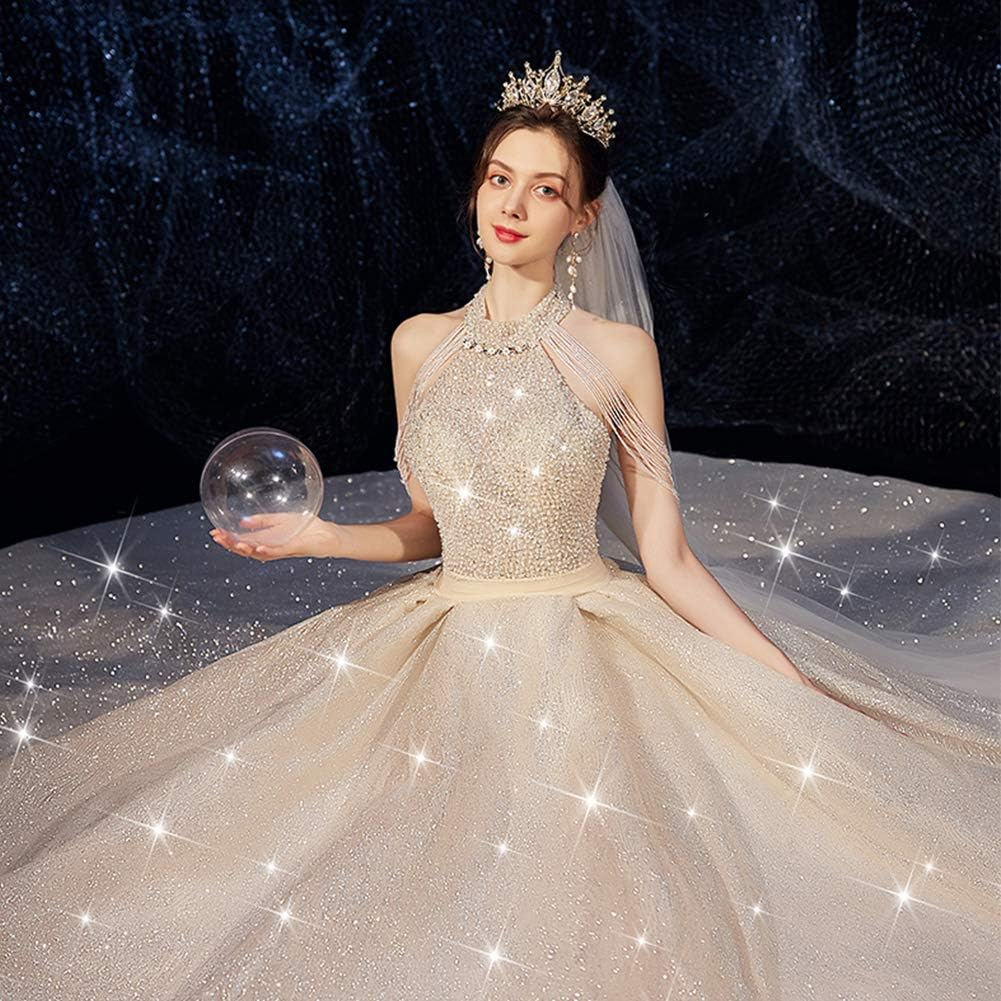 Baroque Queen Crown, Rhinestone Wedding Tiaras and Crown for Bride Handmade Crystal Headband Tiara for Women and Girls - Wedding Halloween Faire Costume Birthday Music Festival Hair Accessories (Gold) - 3 Purple image number 2