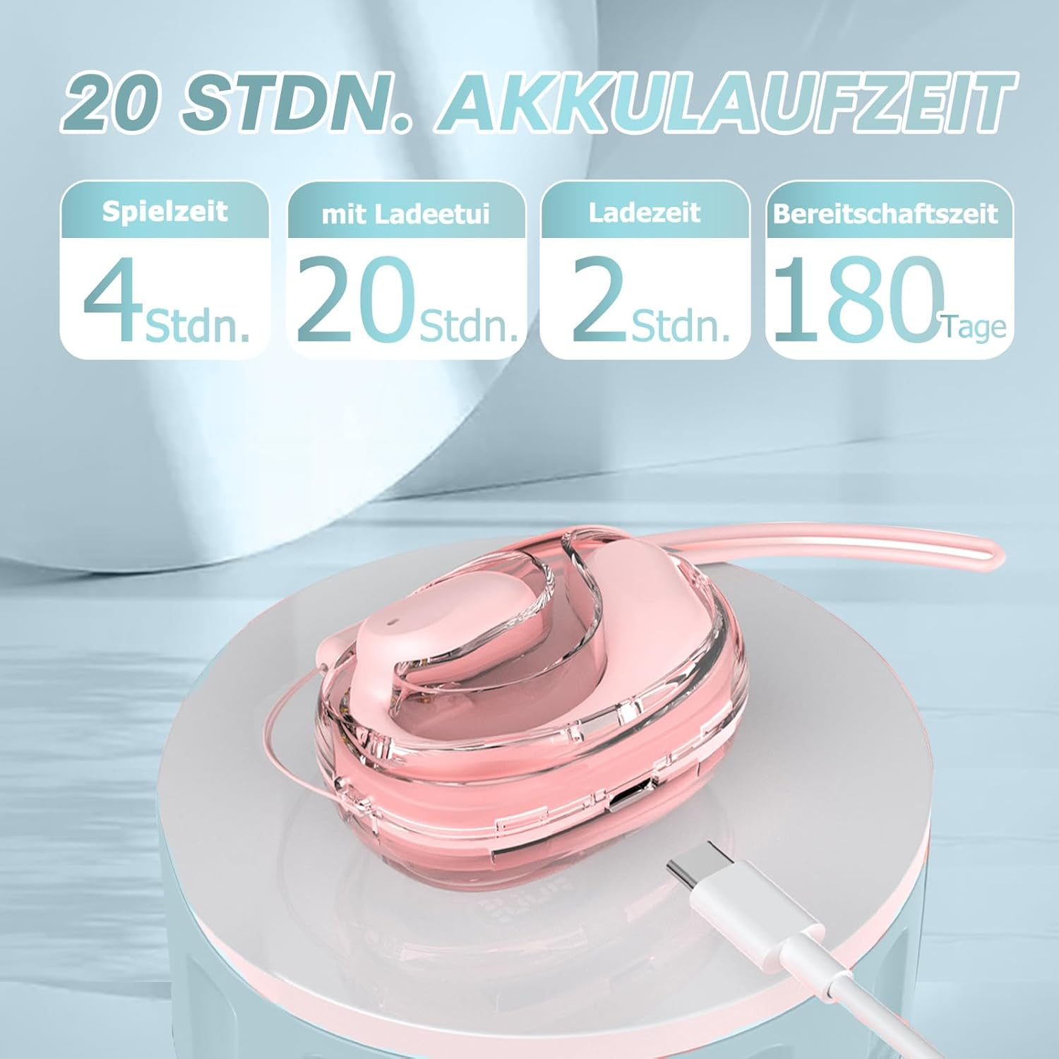 Xmenha Open Ear Bone Conduction Sports Headphones Wireless Bluetooth 5.3 Ear Hooks Earbuds Transparent image number 1