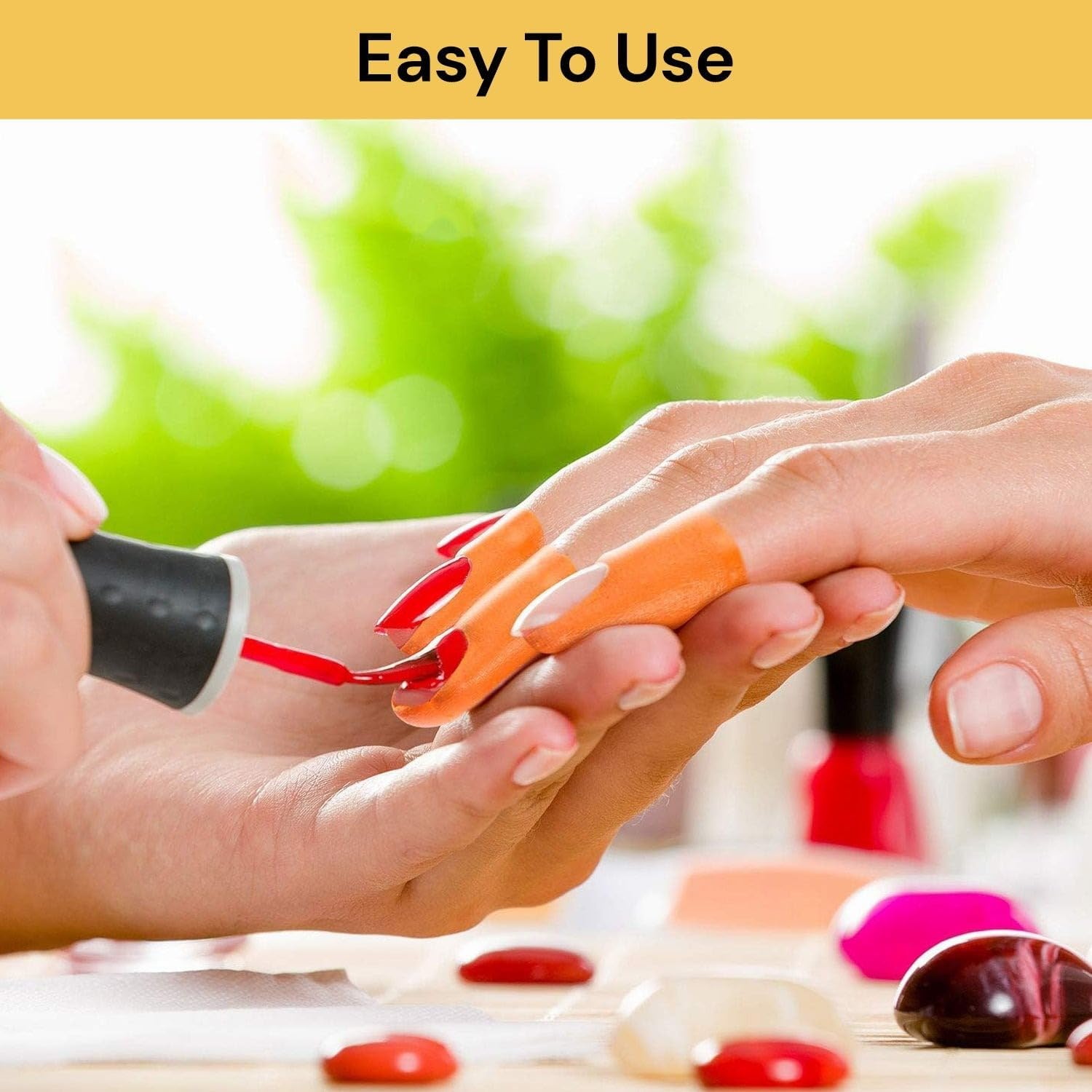 EZONEDEAL Peel off Nail Stickers Tape Spill-Proof Stickers Nail Guards Nail Polish Protector for Nails Painting Decoration Nails Protector DIY (Orange 10PCS / 1Sheet) image number 2