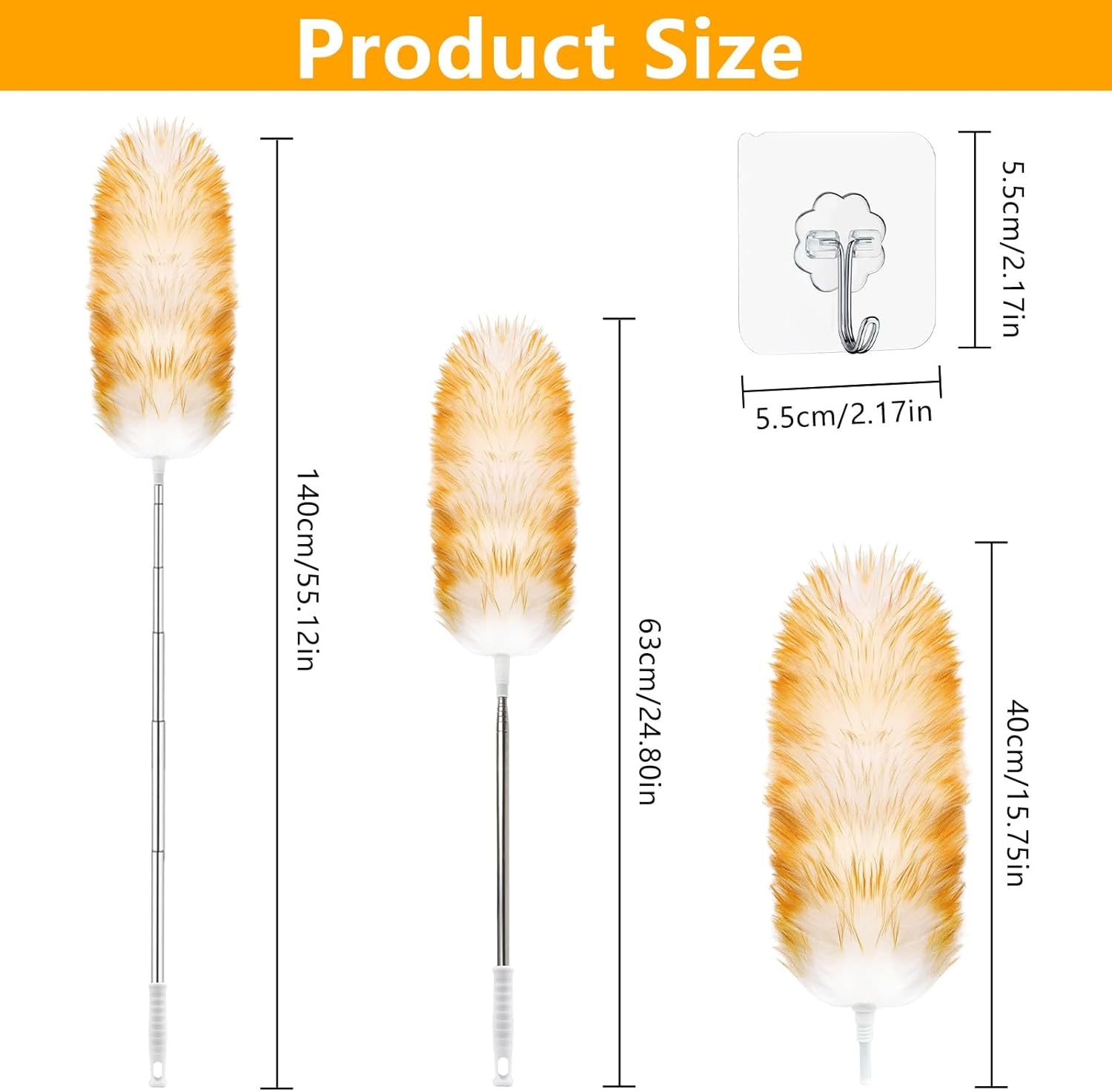 XTUDOU Lambswool Telescopic Duster Extendable up to 140 Cm Washable Duster Long Extendable Lambswool Duster Suitable for Ceilings, Furniture, Televisions, Offices image number 1