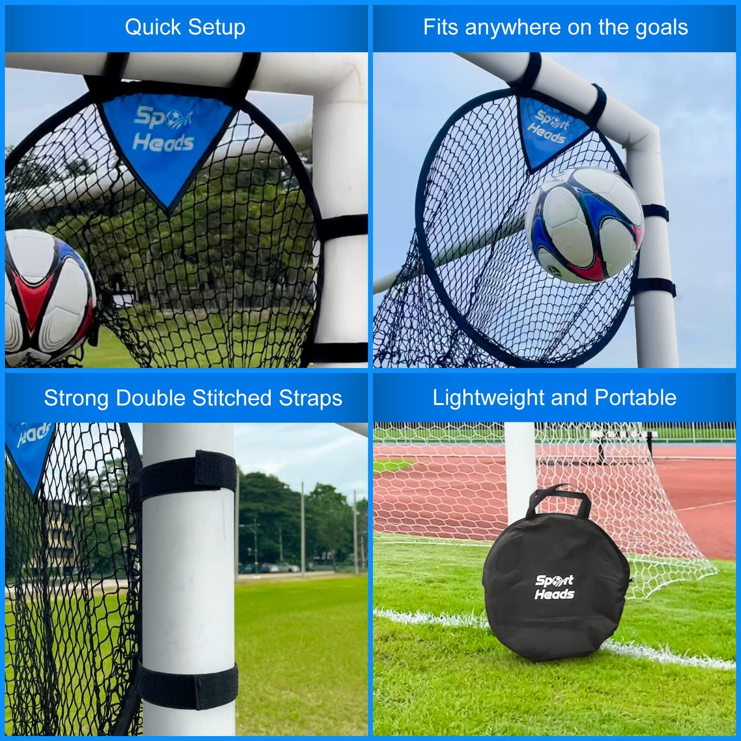 Topshot Soccer Goal Net Target Training - Soccer Training Equipment | Top Bins | Durable Design - Extra-Long Straps - Set of 2 with Carry Case image number 2