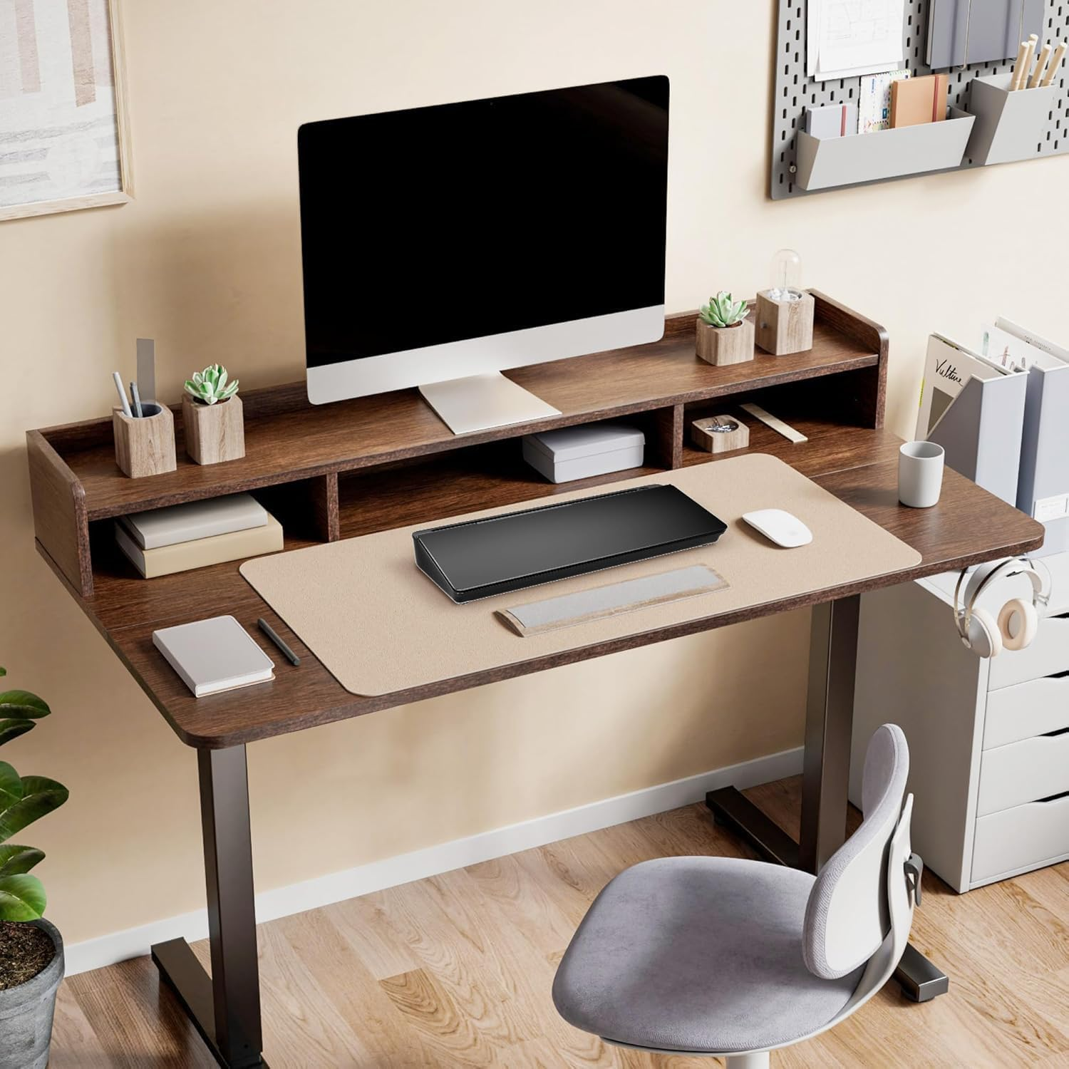 Mumoo Bear Desktop Whiteboard, Dry Erase Board Computer Keyboard Stand with Marker, Desk Organizers with Accessories for School, Home and Office Supplies (Black) image number 3