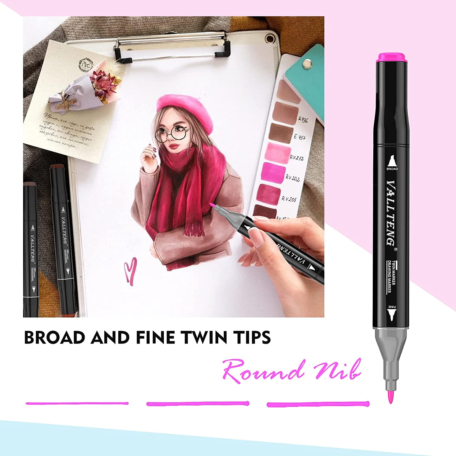 168 Colors Drawing Art Markers Artist Necessary Graphic Marker Pen for Kids, Artist, Students, Brush Markers for Sketching, Adult Coloring, Calligraphy image number 3