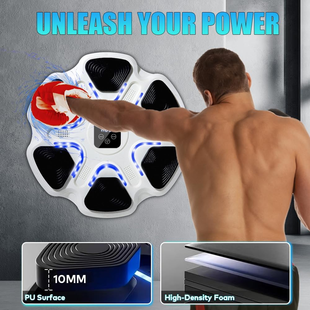 Music Boxing Machine with 2 Pairs of Gloves,Smart Bluetooth Boxing Machine,Wall-Mounted Punching Equipment with LED Display,Rechargeable Boxing Target for Kids Adults Home Gym image number 1