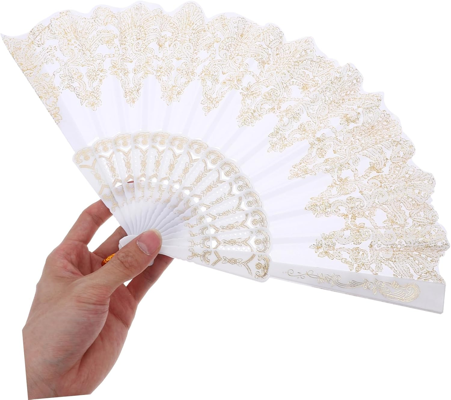 GARVALON 2Pcs Gilding Fan Chinese Vintage Style Fans Dance Performance Handheld Retro Hand image number 2