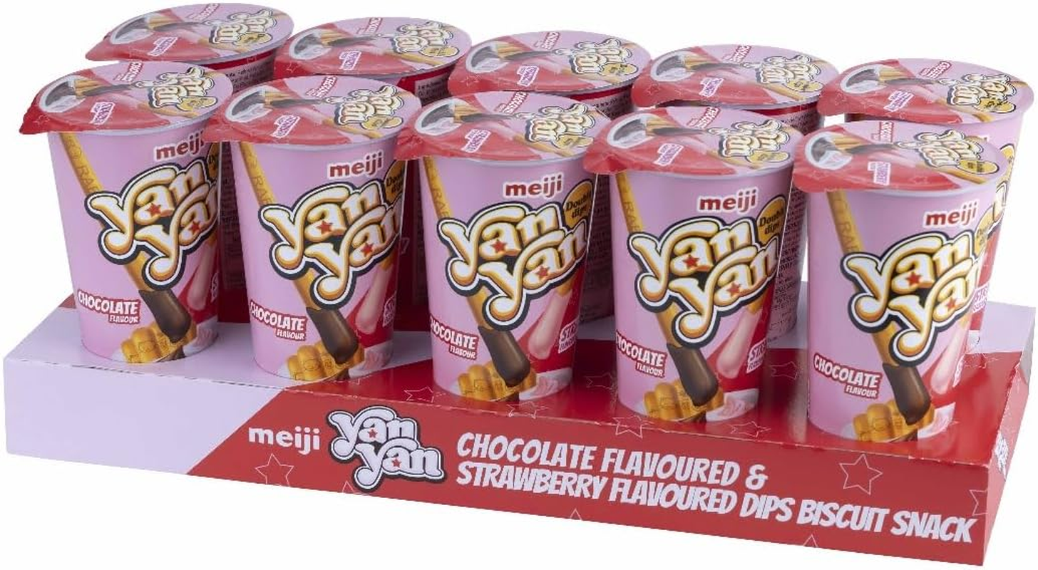 Meiji Yan Yan Chocolate and Strawberry Flavor Biscuits 44G 10 Pack