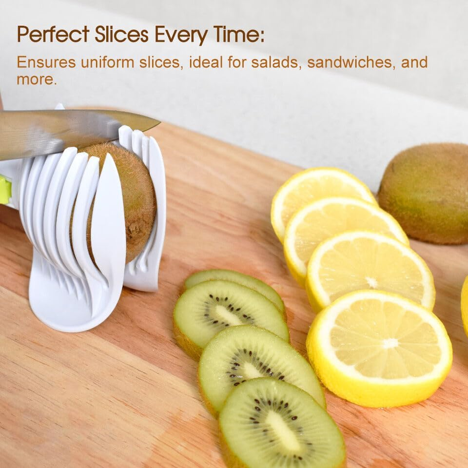 LEDON Slicing Buddy Fruit & Vegetable Cutting Tool Easy Handheld round Vegetable Cutter Tool for Onion, Kiwi & Citrus &ndash; Safe Grip Kitchen Cutting Aid Gadget for Uniform Slices image number 2
